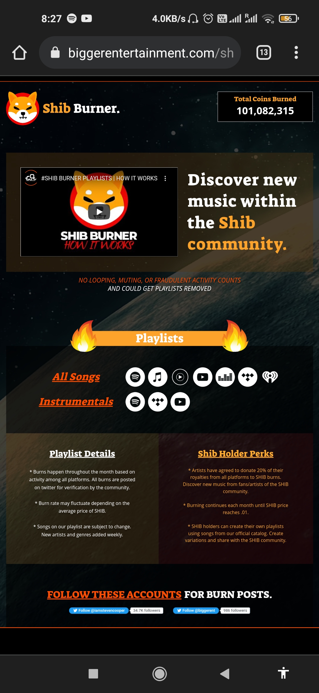 100M burned! If all of us here plays the burner playlist we could