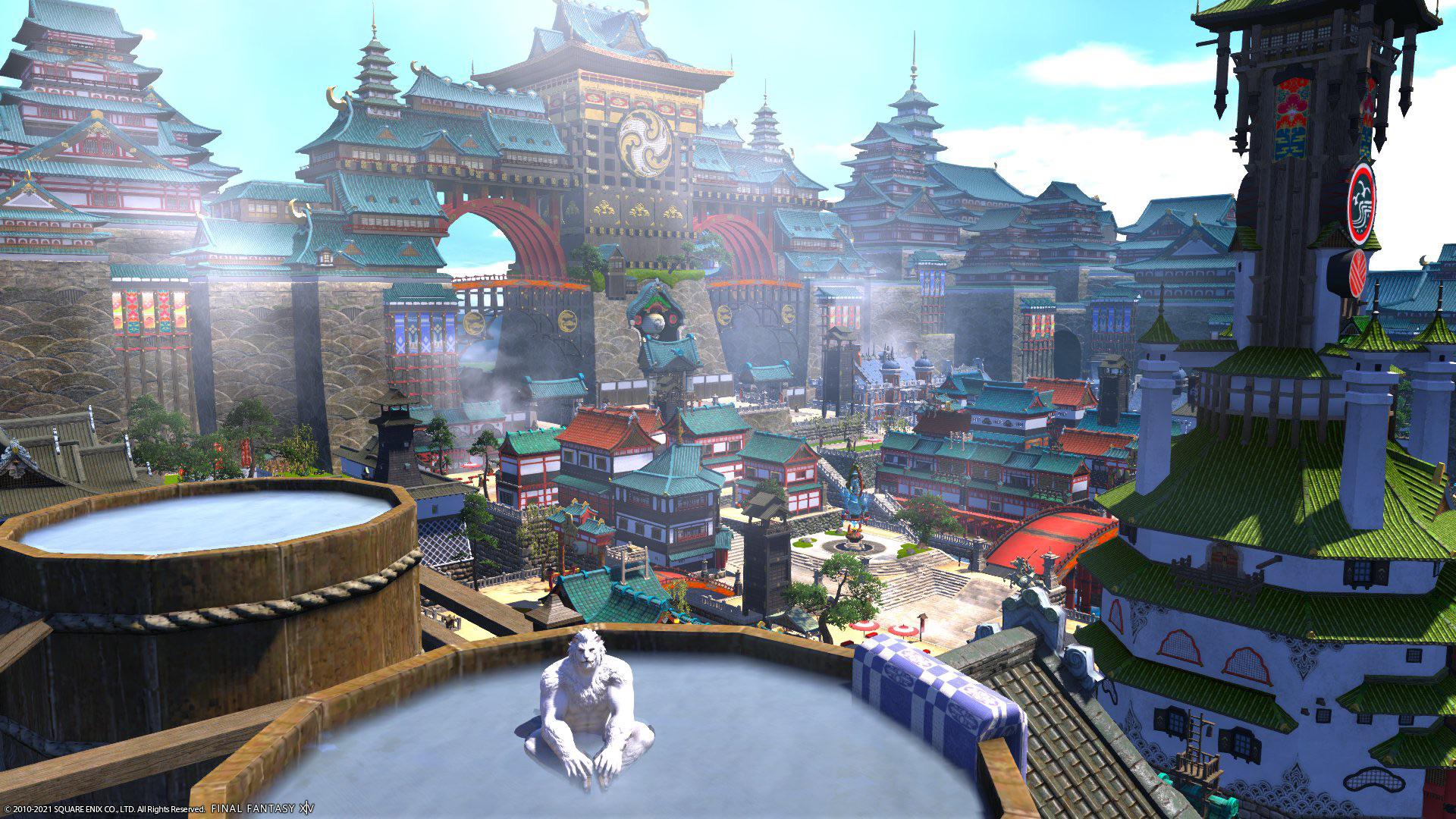 Rooftop bath in Kugane The jumping part is easier than Kugane Tower