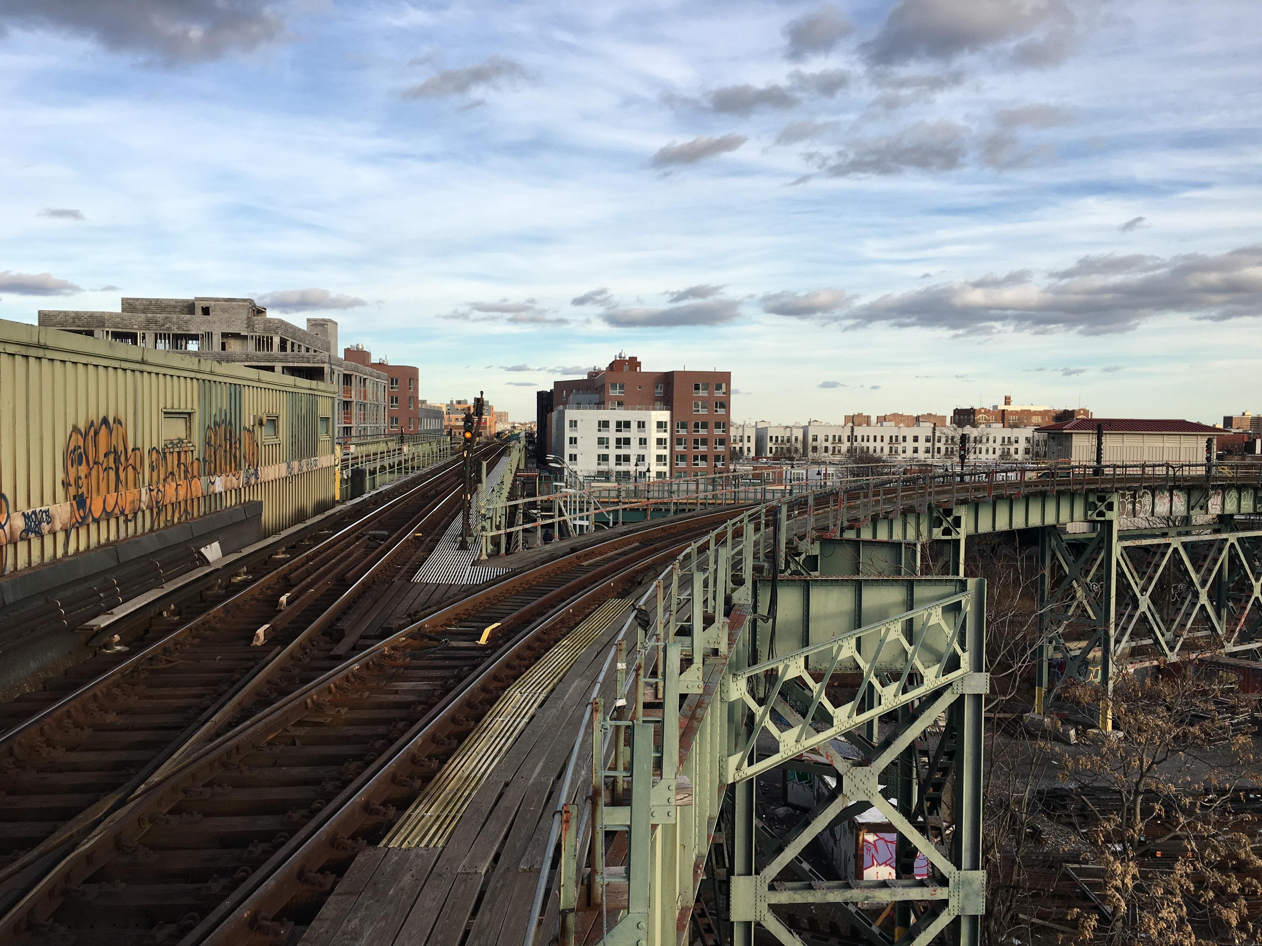 The IRT New Lots Avenue Line where it crosses above the BMT Canarsie