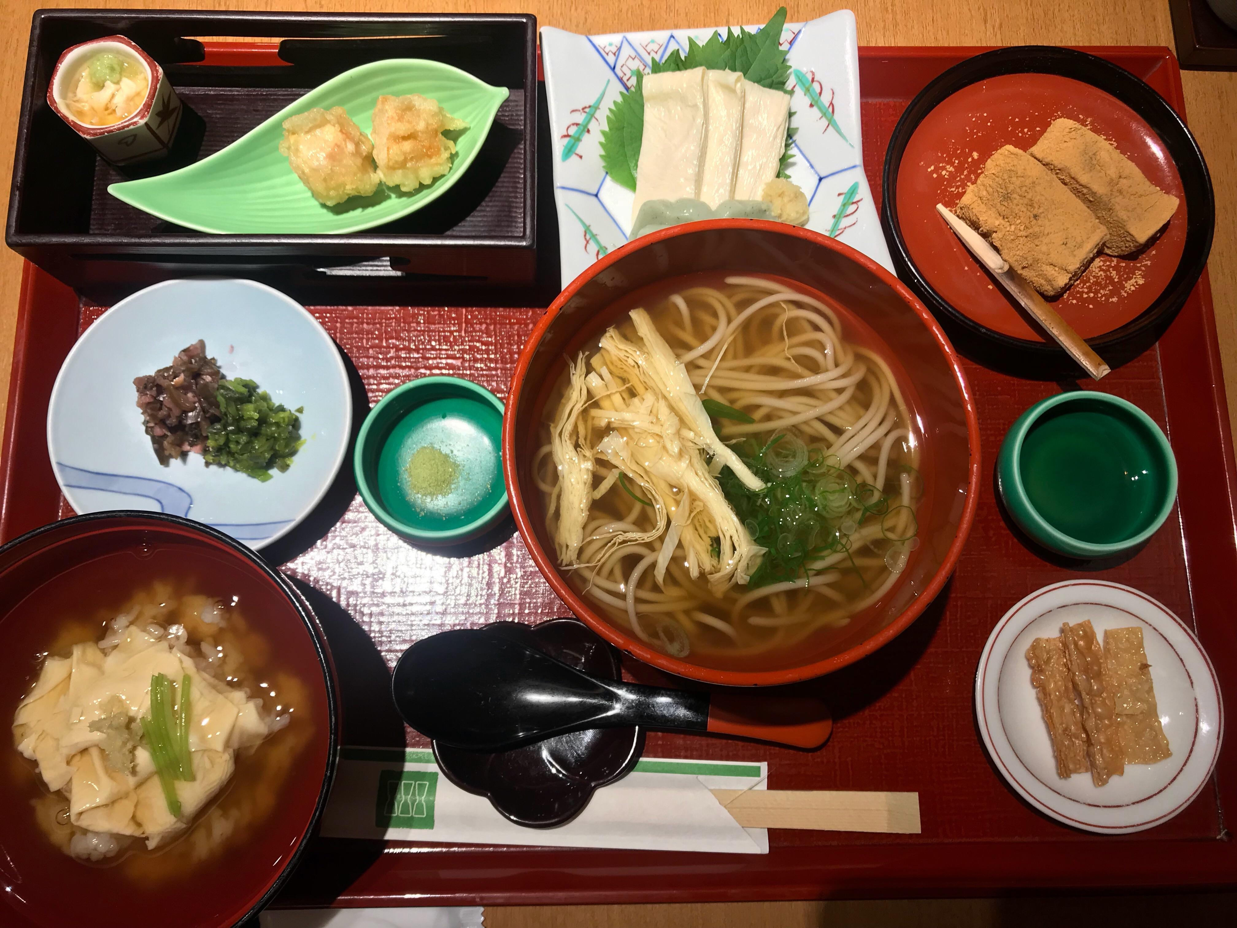 [I ate] Yuba (Tofu skin) plate. Kyoto, Japan. Yuba tenpura, Yuba
