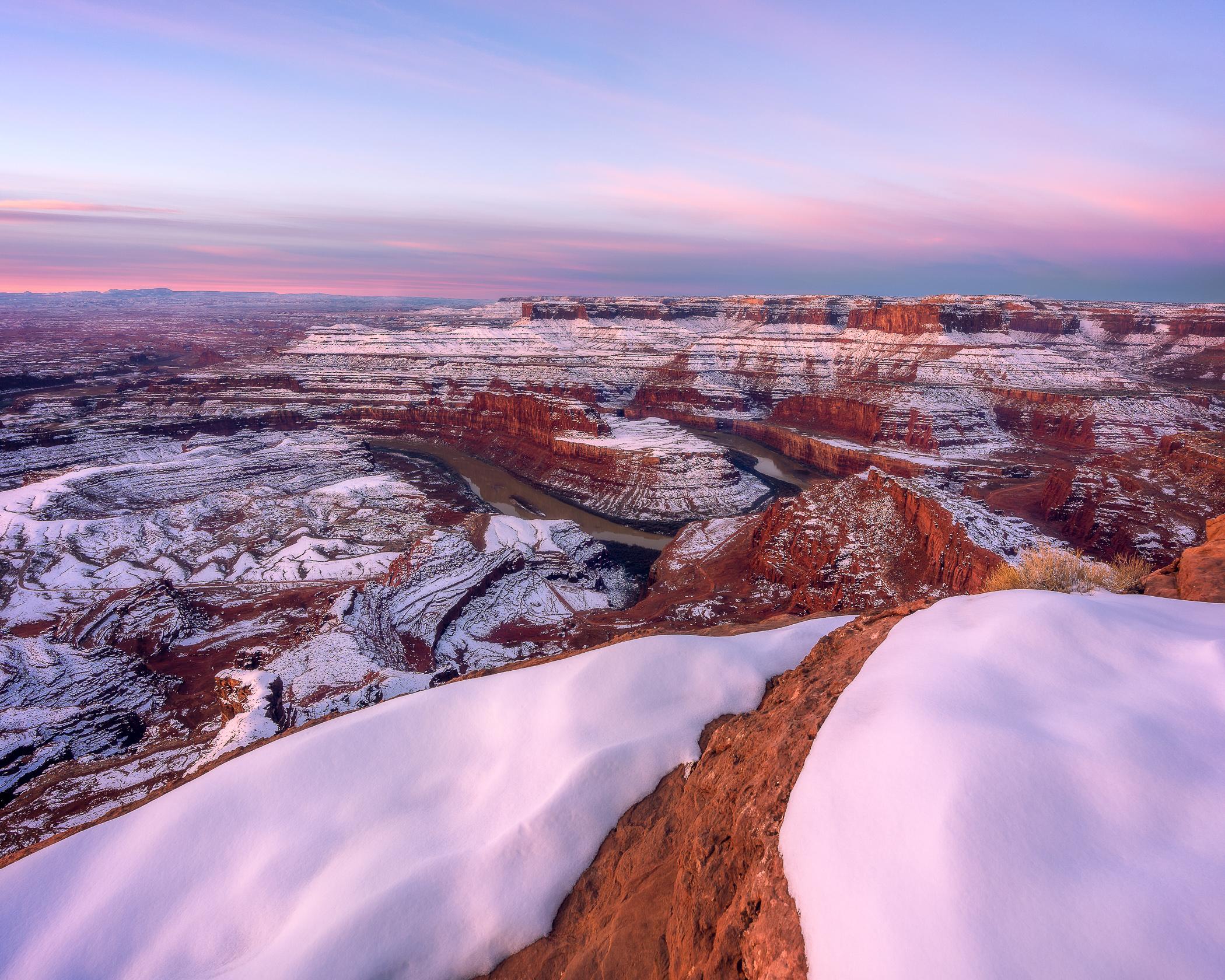 From one of those rare times the canyons near Moab, Utah get covered in
