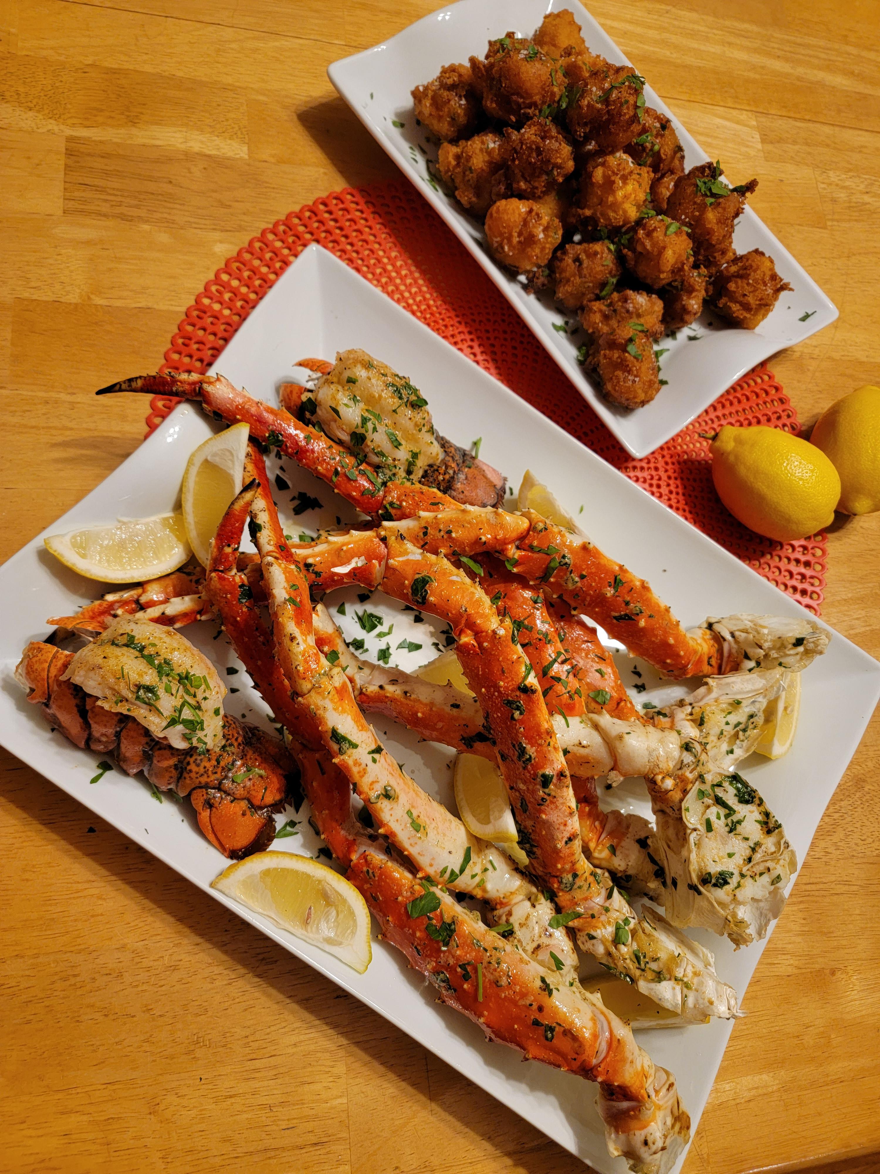[Homemade] King Crab Legs & Lobster Tail r/food