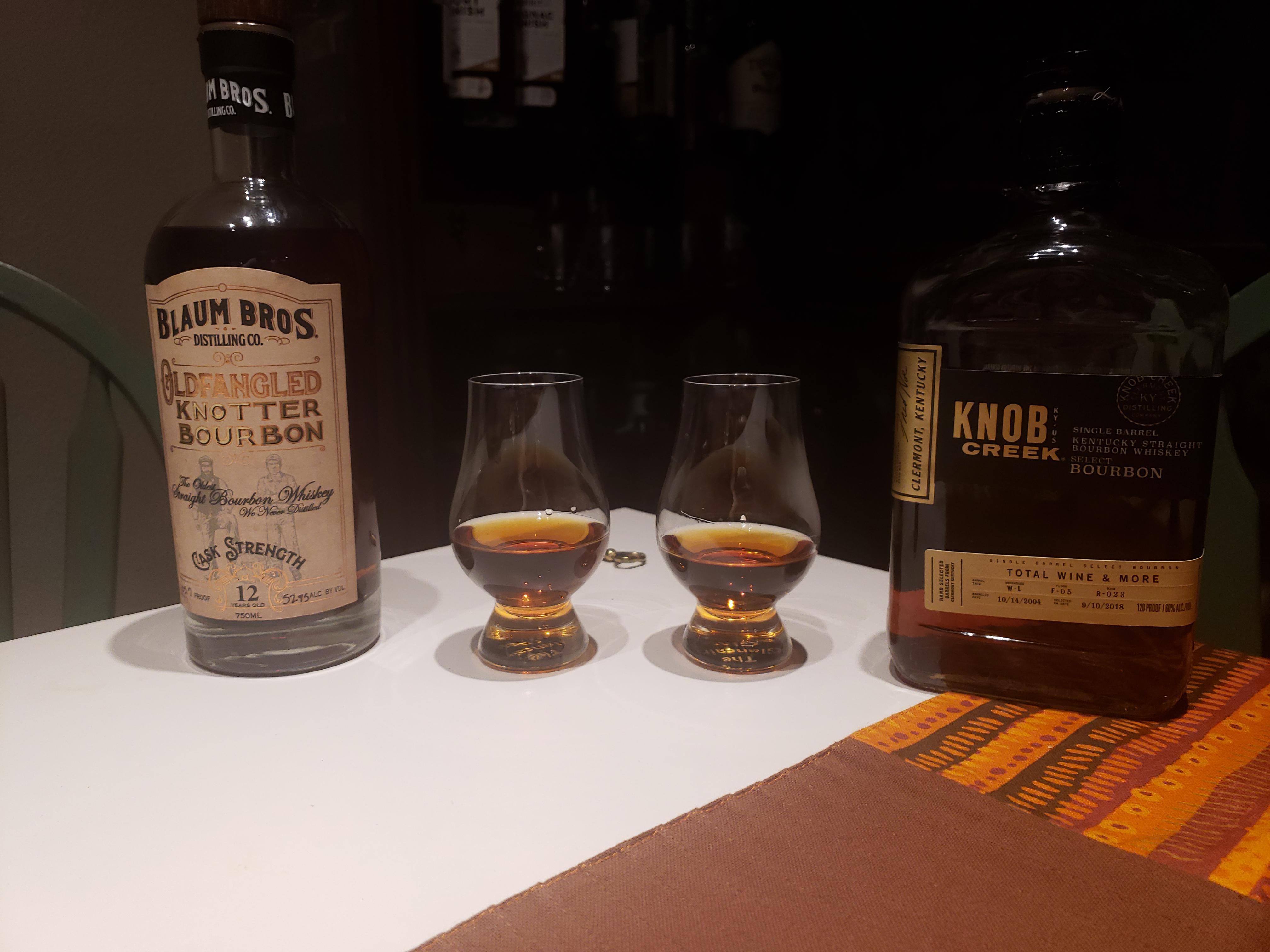 Old Fangled Knotter 12 vs. Knob Creek Single Barrel Store Pick (13 years 10 months) bourbon
