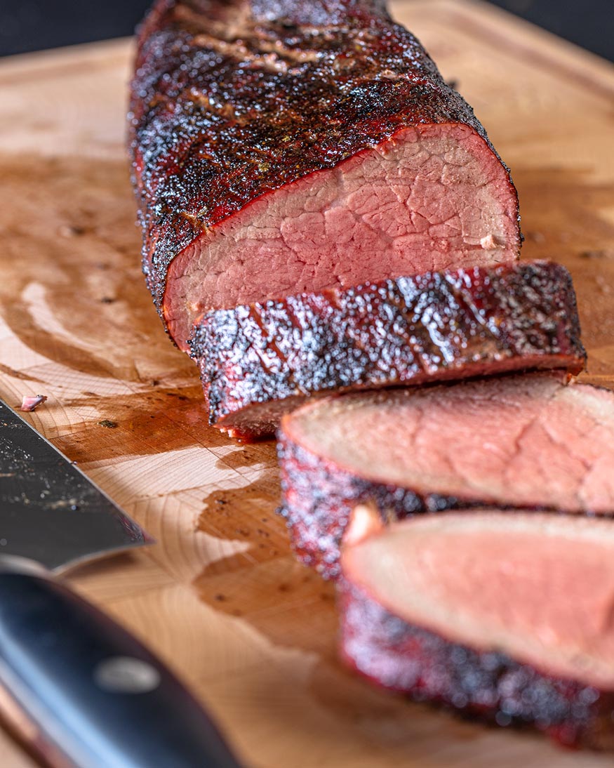 My first reverseseared beef tenderloin, cooked on my smoker and then