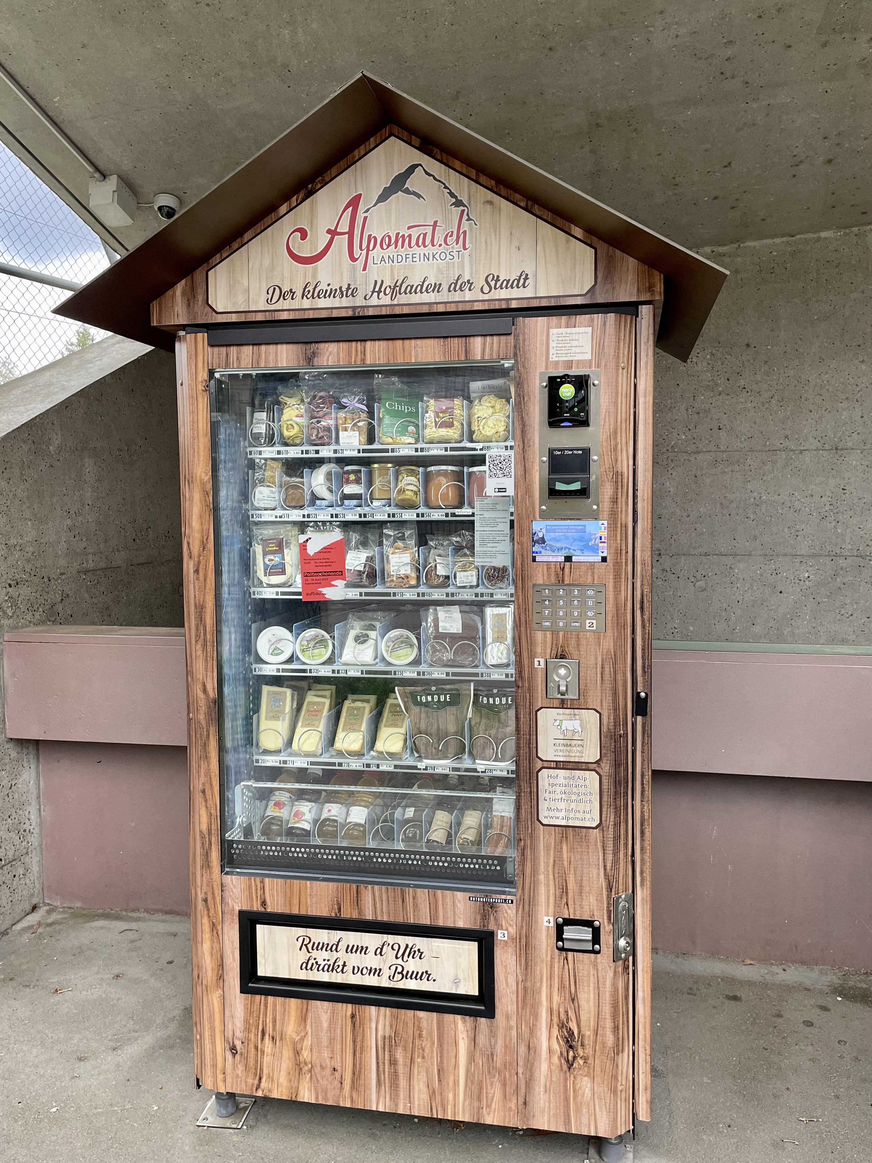 This vending machine where you can get Swiss fondue, cheese and meat