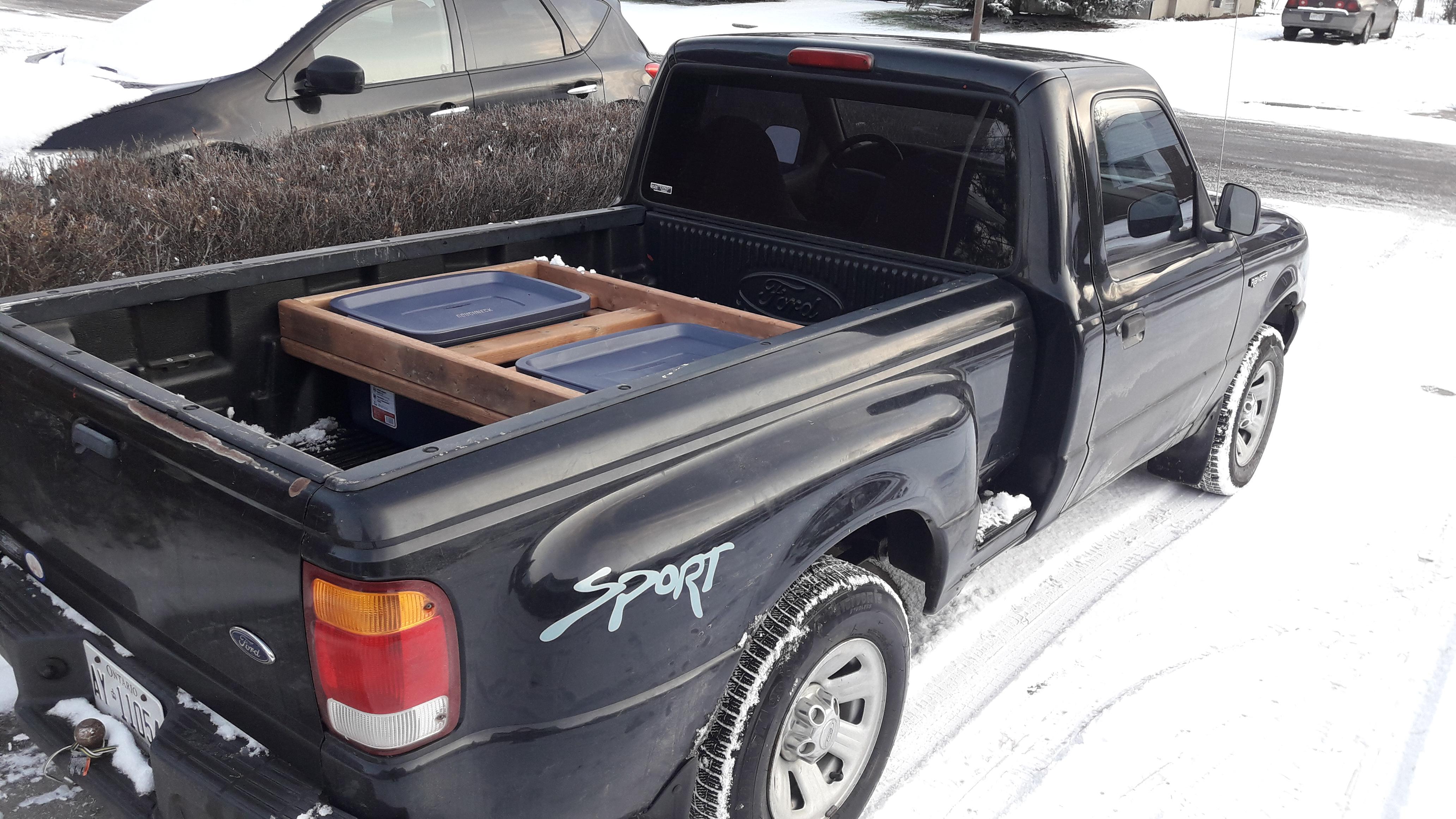 Sandbag setup from last winter 220lbs of sand. r/fordranger
