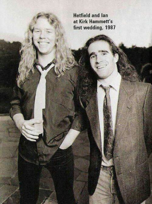Hetfield and Ian at Kirk Hammett's first wedding, 1987 r/Metallica