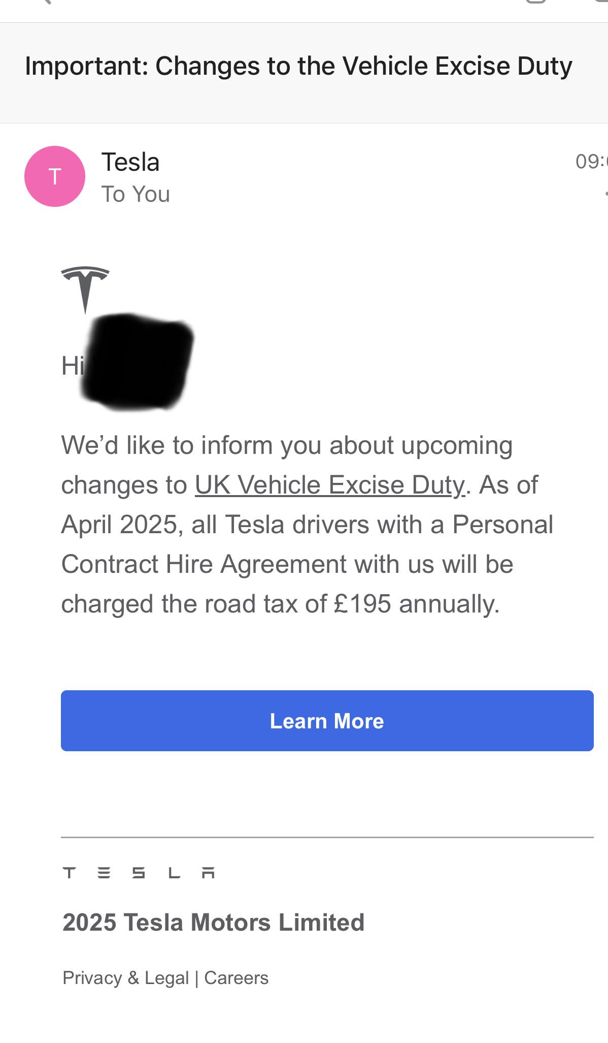 VED email… r/TeslaUK