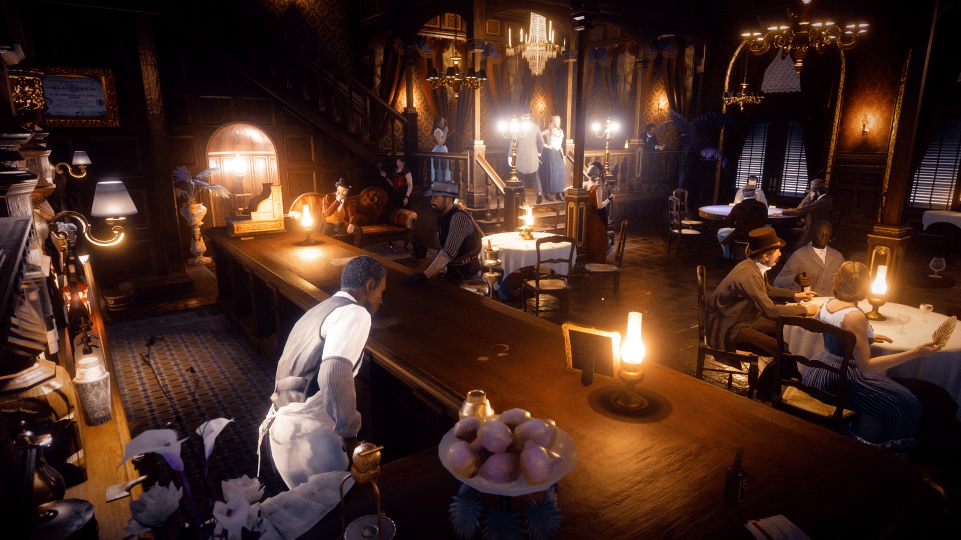 RDR2 Bastille Saloon, Saint Denis I used a Blue Pass filter at 90 to