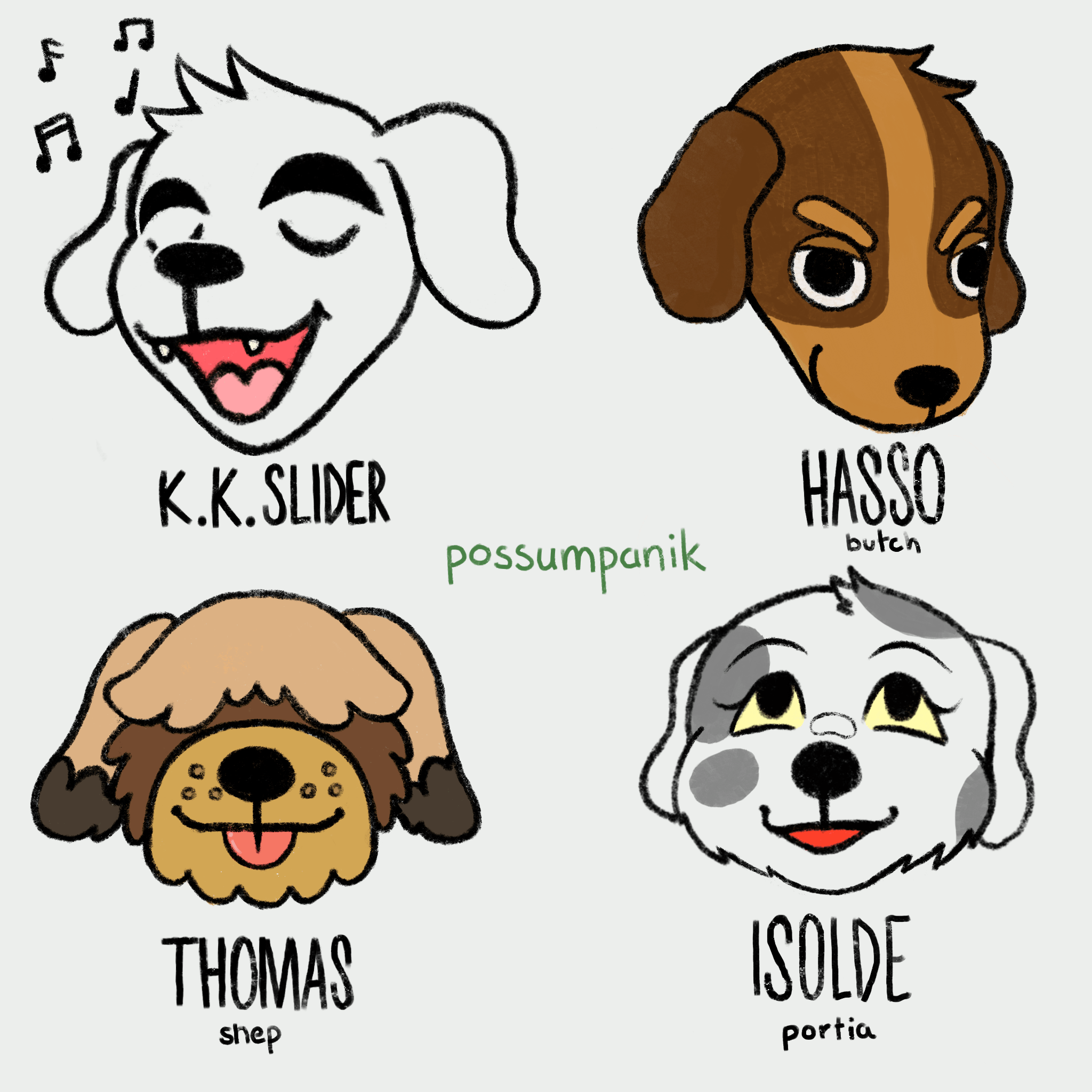 Some dog characters with their German names! r/AnimalCrossing