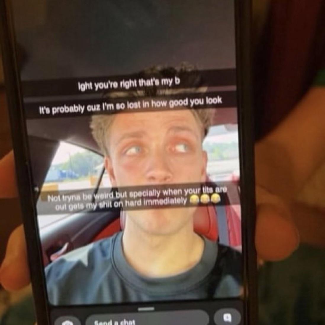 Leaked image of a Snapchat pic Georgia QB Carson Beck sent to some girl