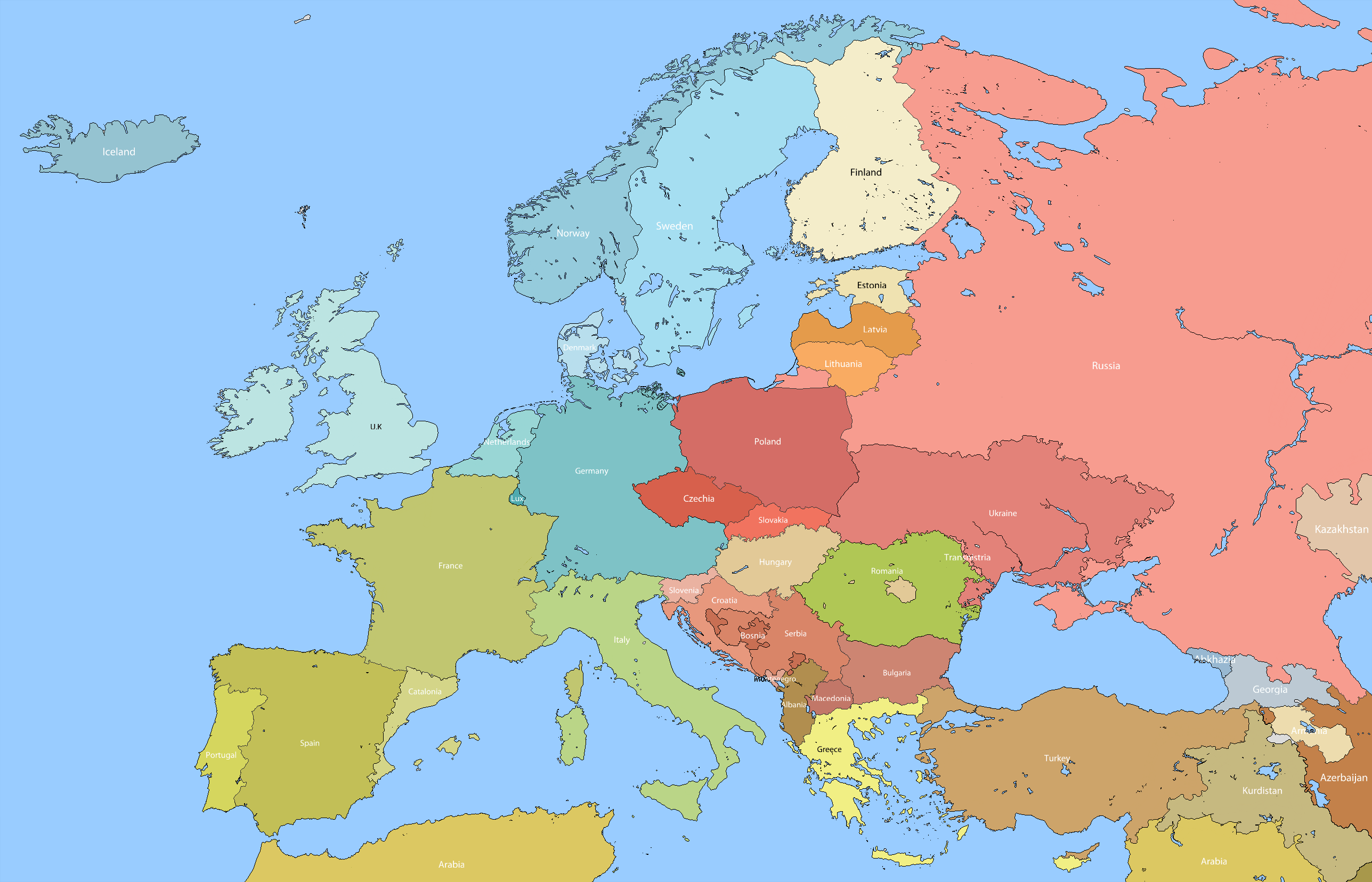 Map of europe if borders were drawn based on the most used language in
