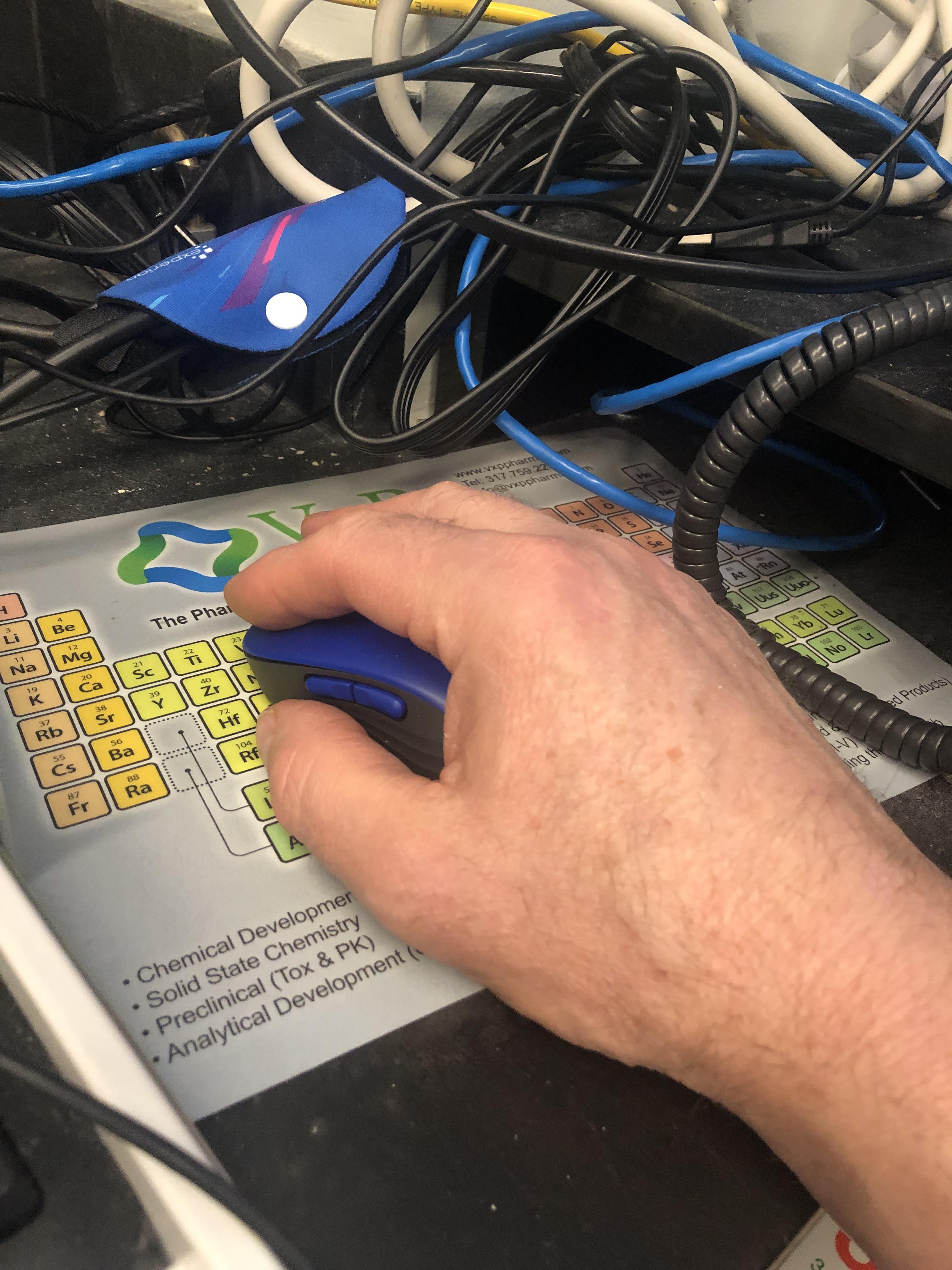 Need a bigger mouse. Tall people have big hands. The standard mouse is