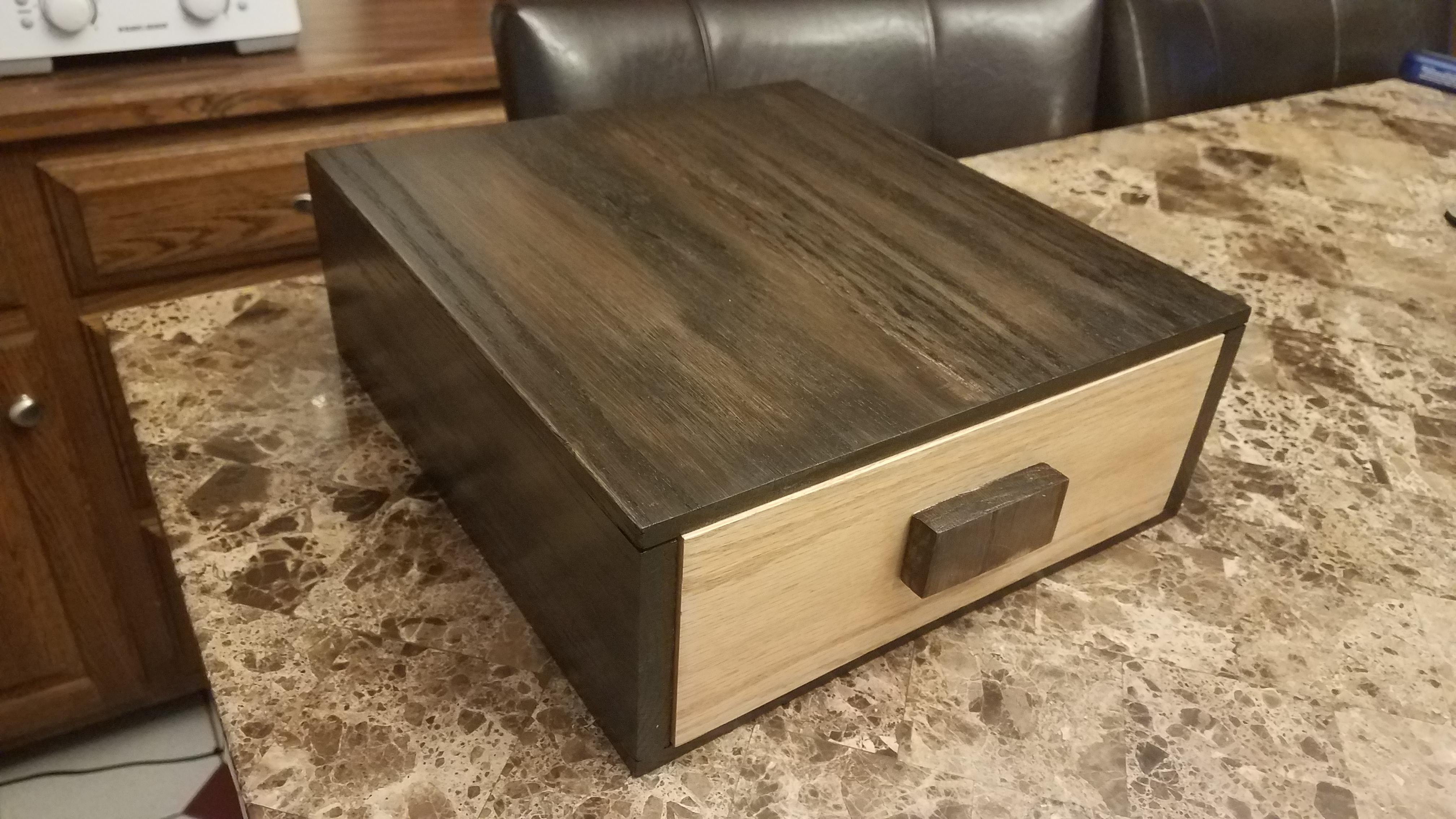 I made a box for underneath my coffee maker. First shot at