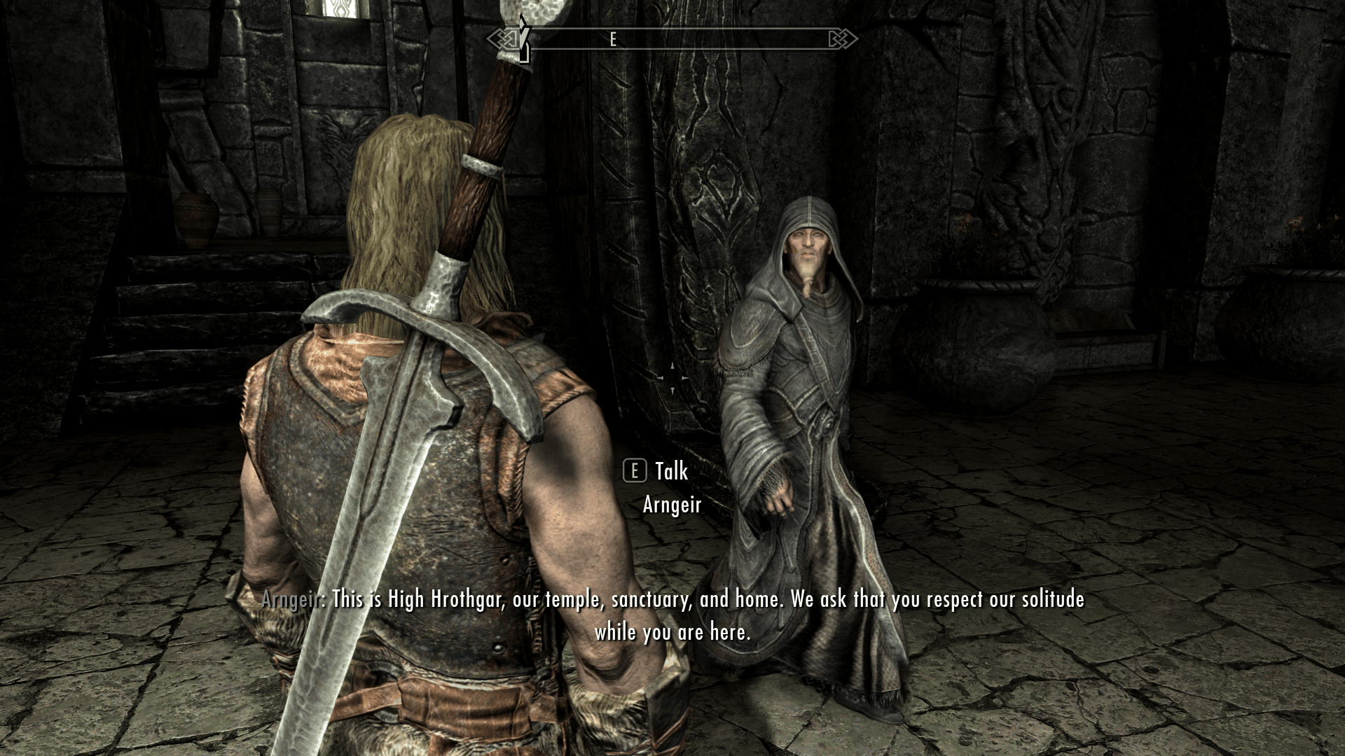 I used console commands to go to High Hrothgar right after Helgen and this happened! skyrim