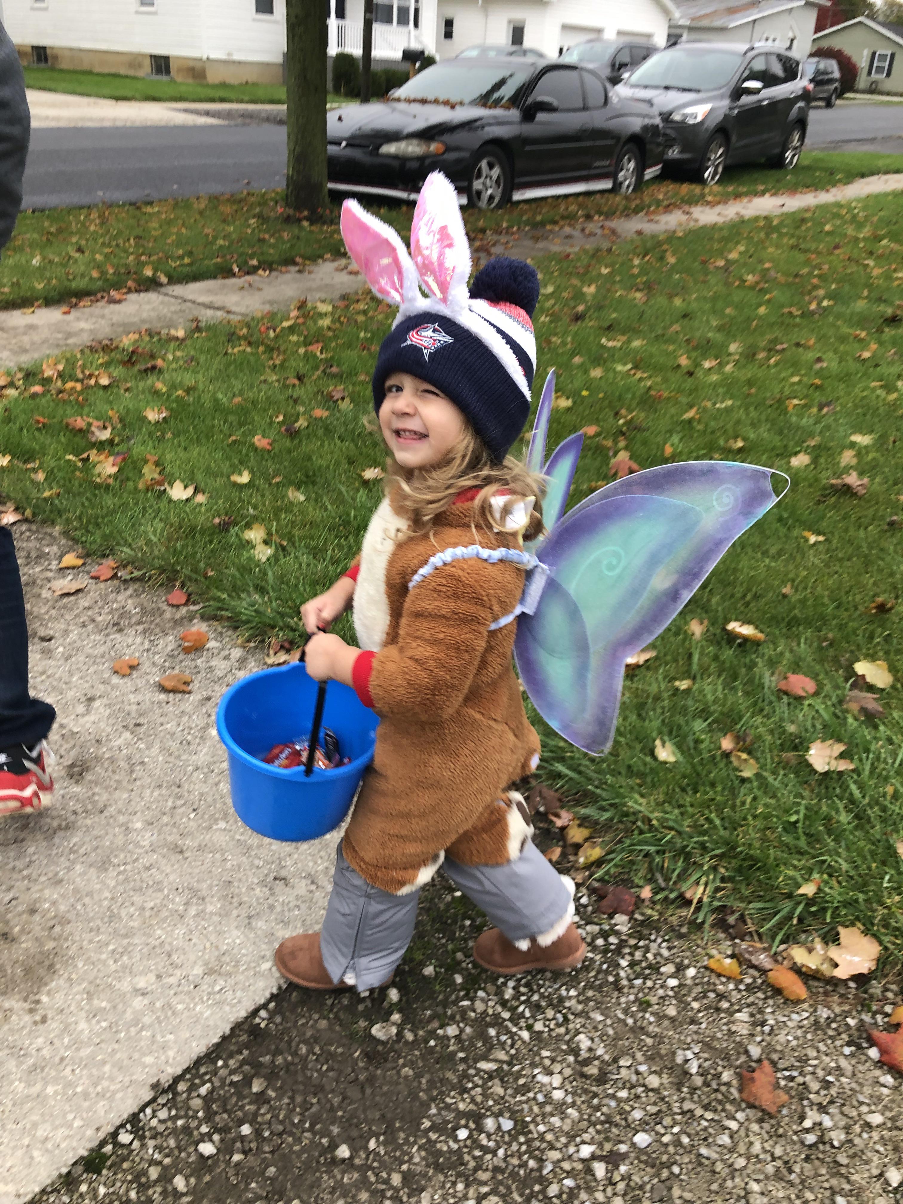 My 3 year old couldn’t decide on a costume. She went with “flying bunny bear” r/MadeMeSmile