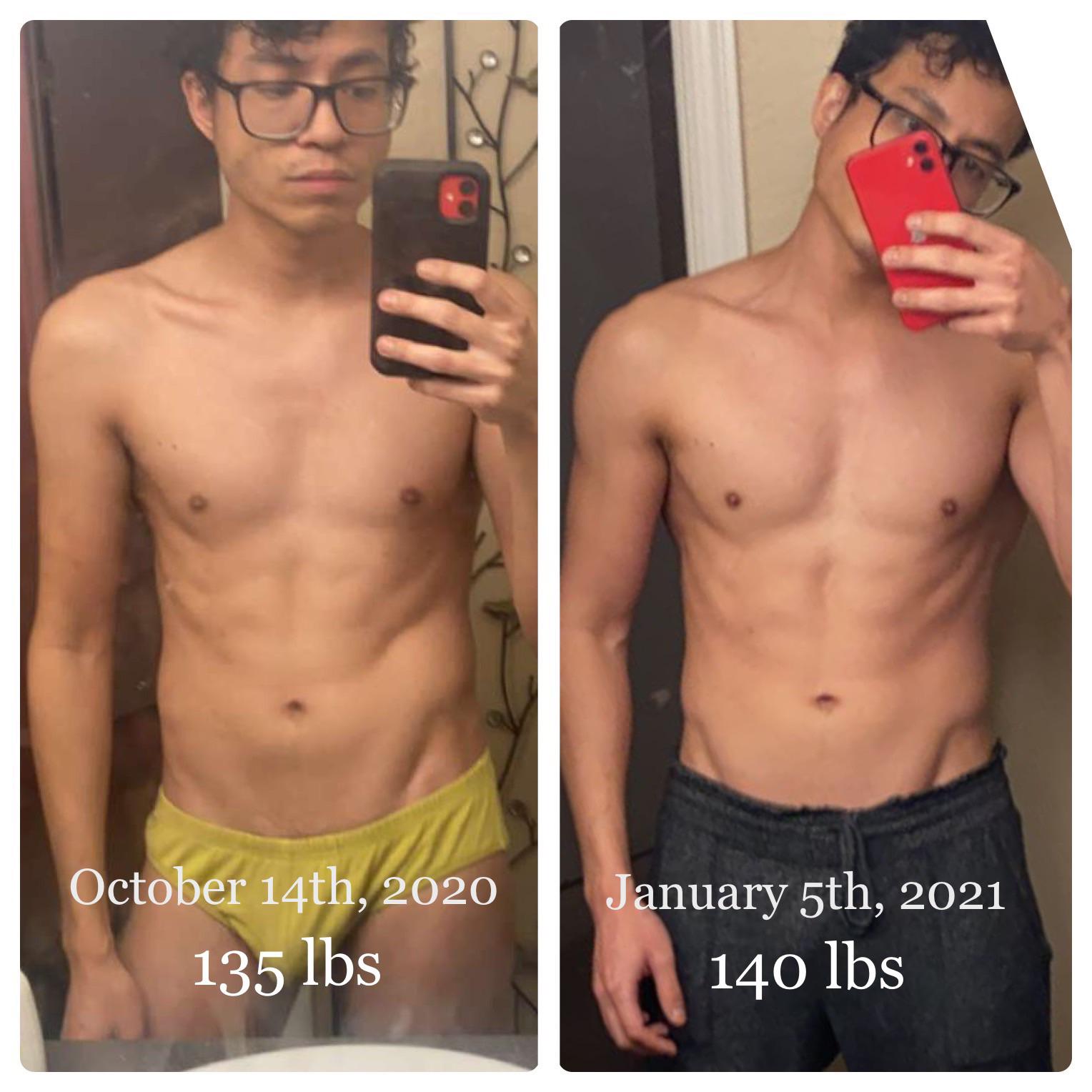 M/31/5’9” [135 lbs to 140 lbs] (2.5 months) Brogress