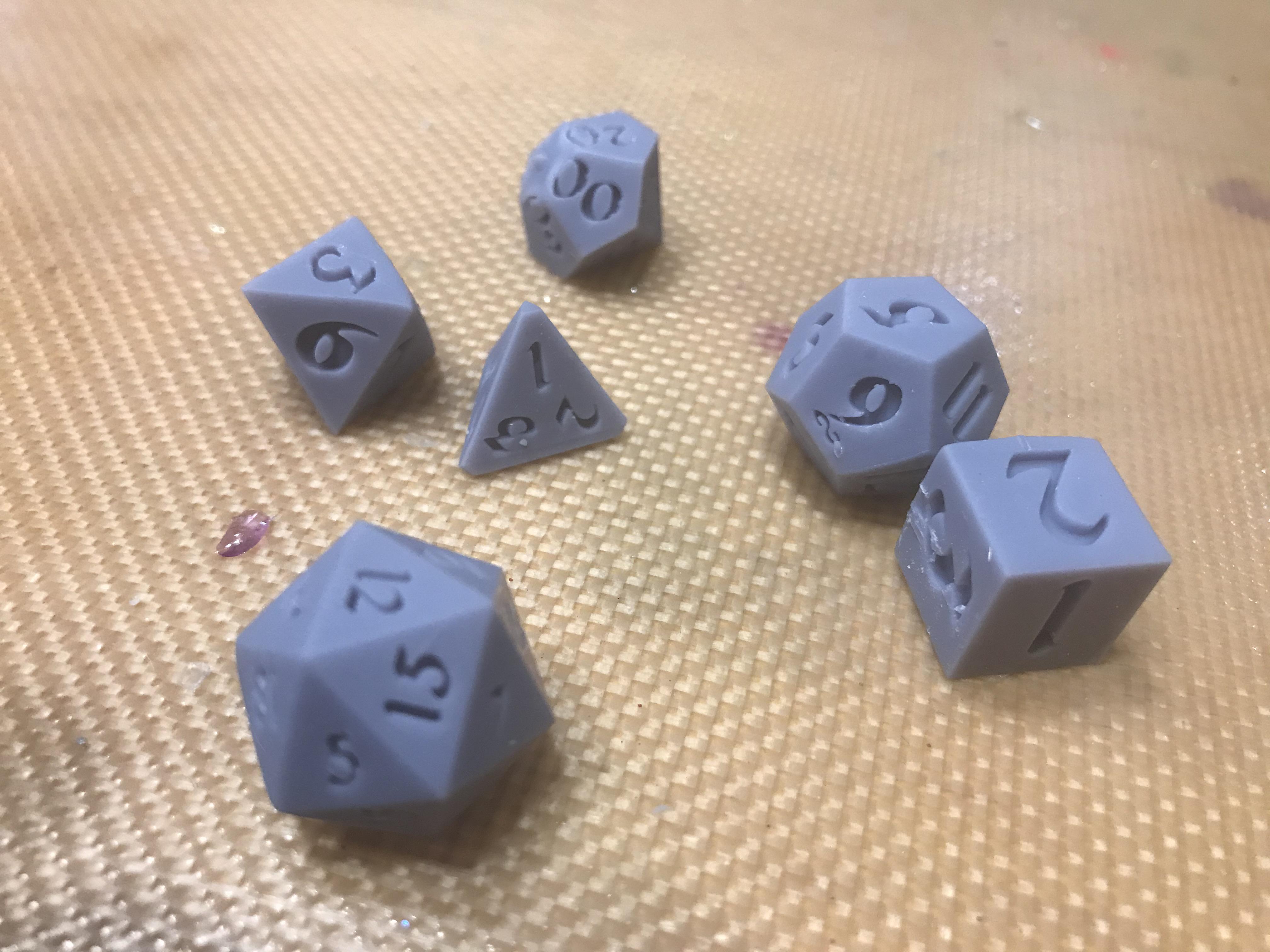 My first attempt 3D printing Rybonators free master dice. Some good