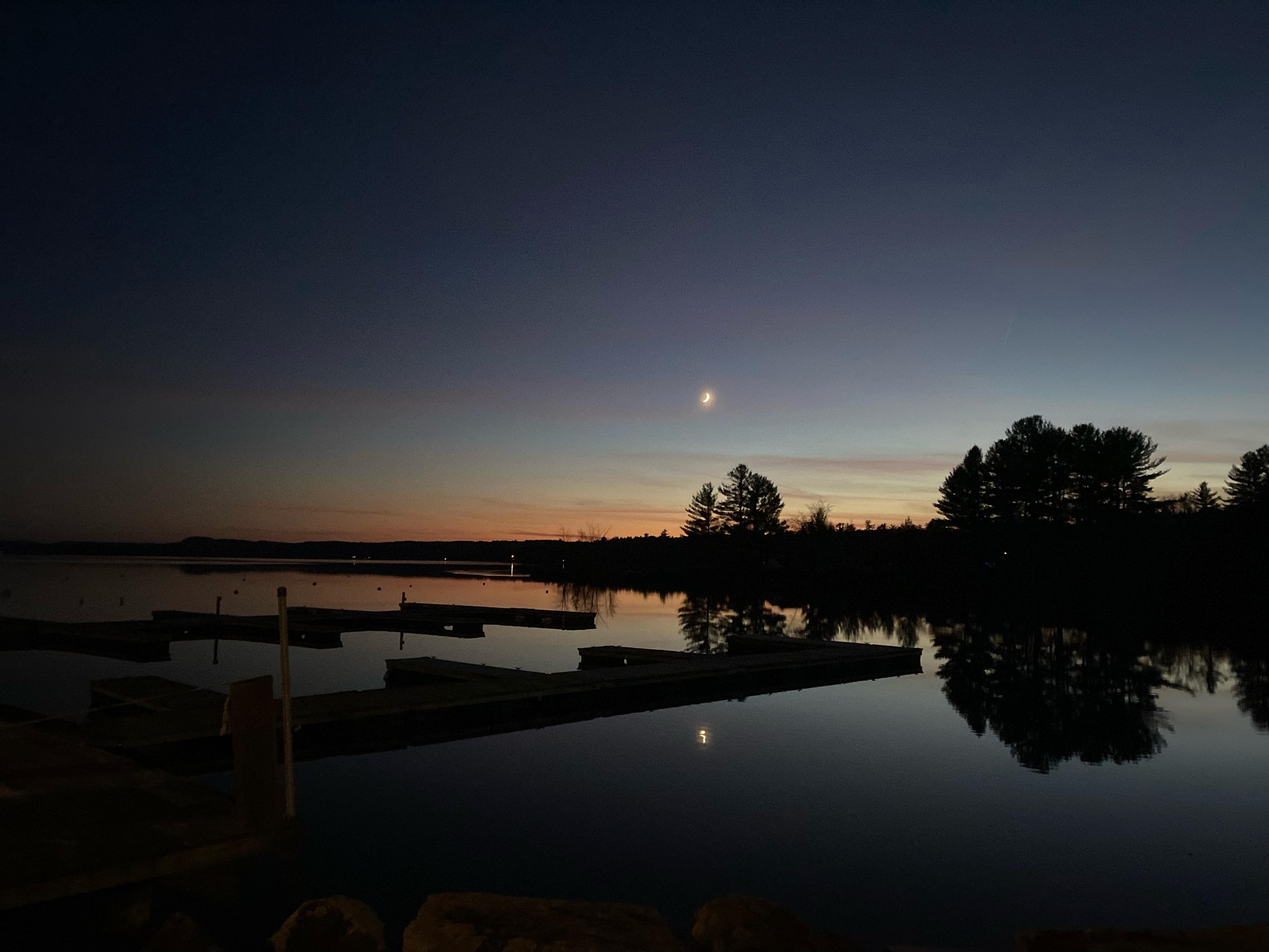 November’s Moon over Long Lake, Harrison, Maine r/Maine