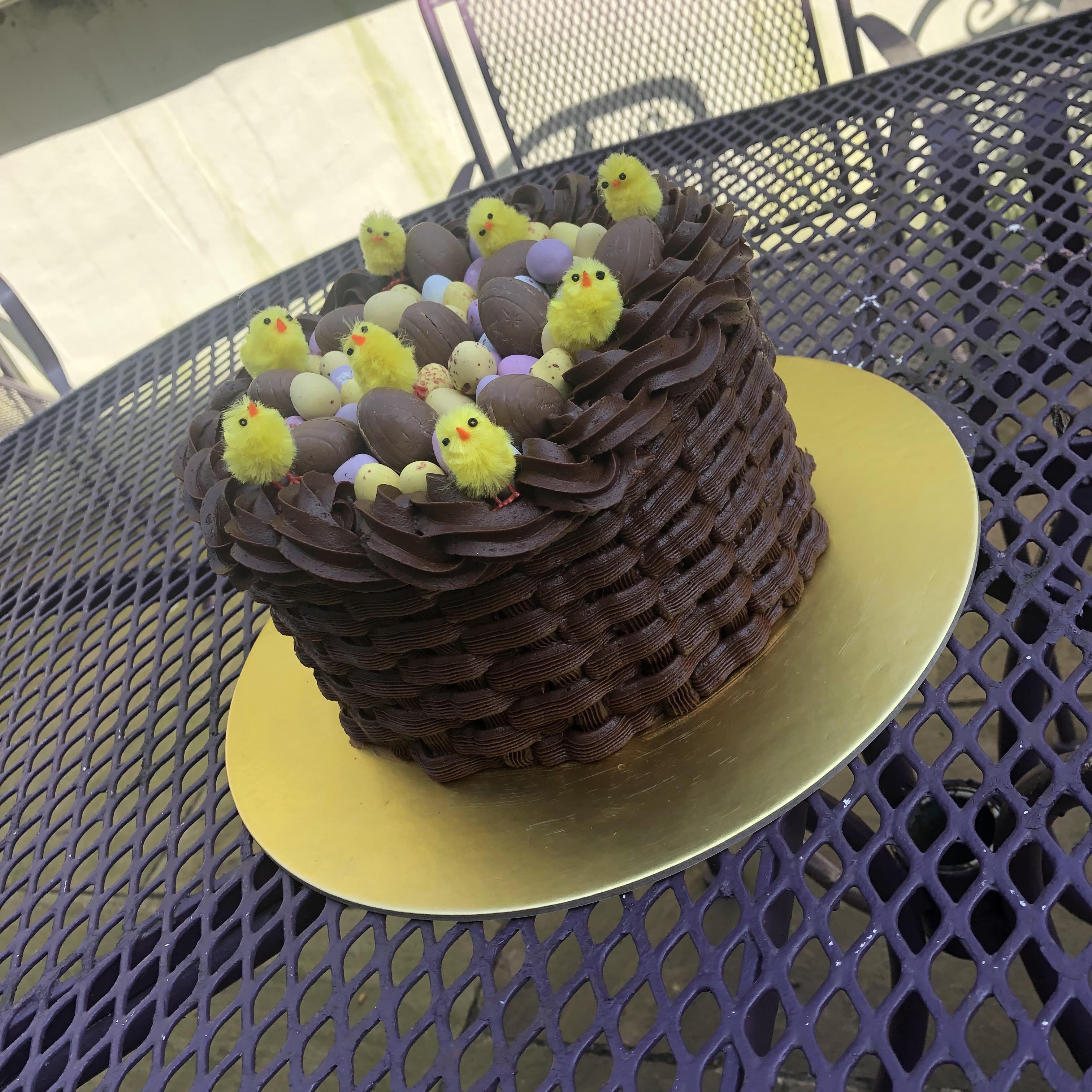 Chocolate Easter basket cake I baked r/cakedecorating