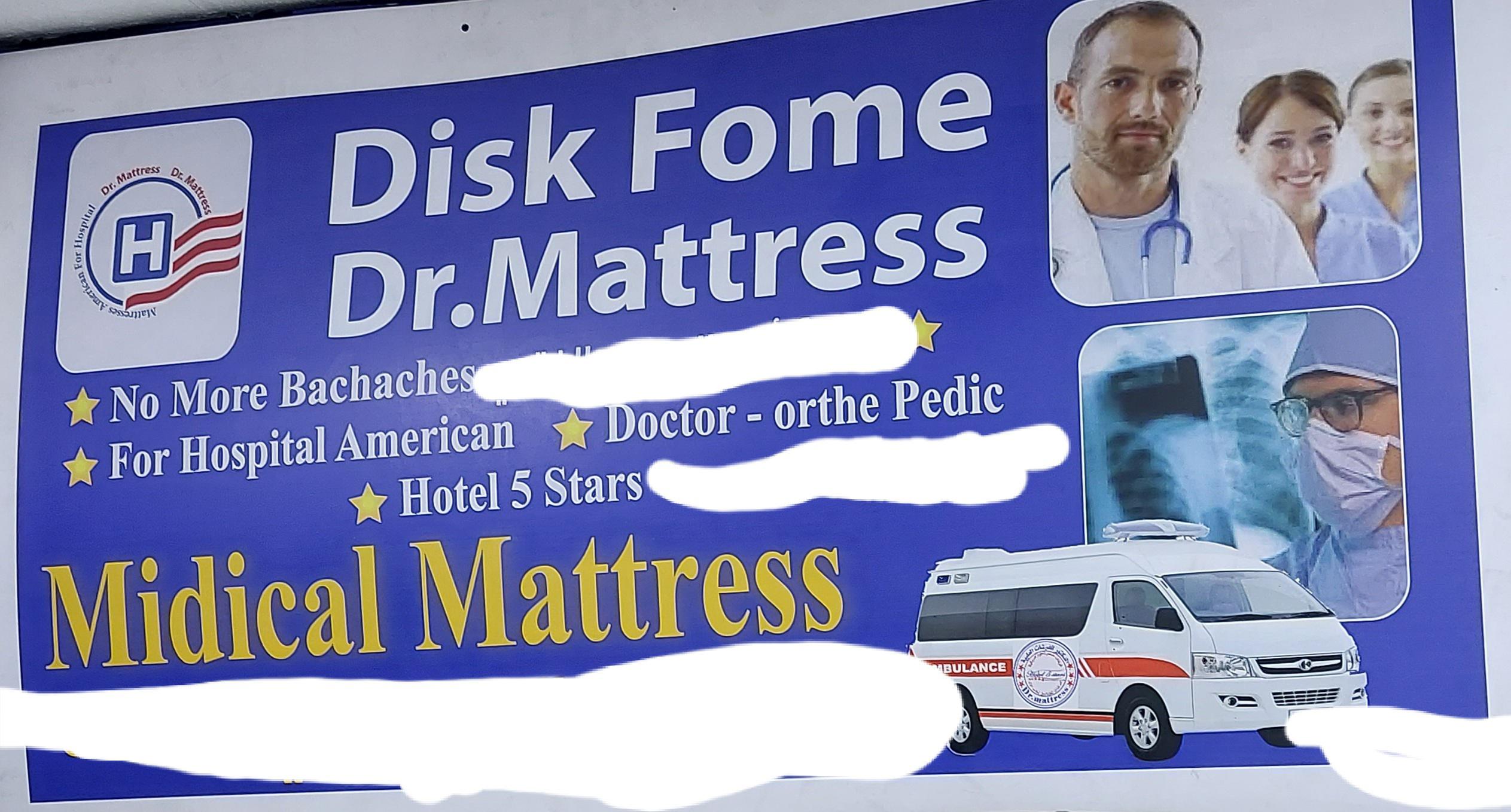 A poster with amazing spelling I found at the back of pillow and