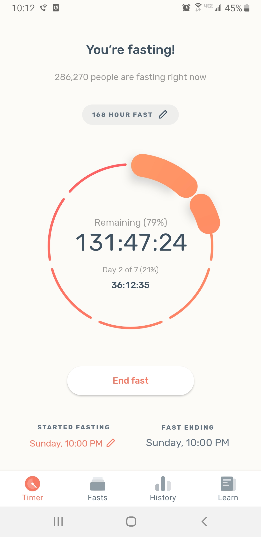 36 hrs into a 7 day water/black coffee only fast fasting