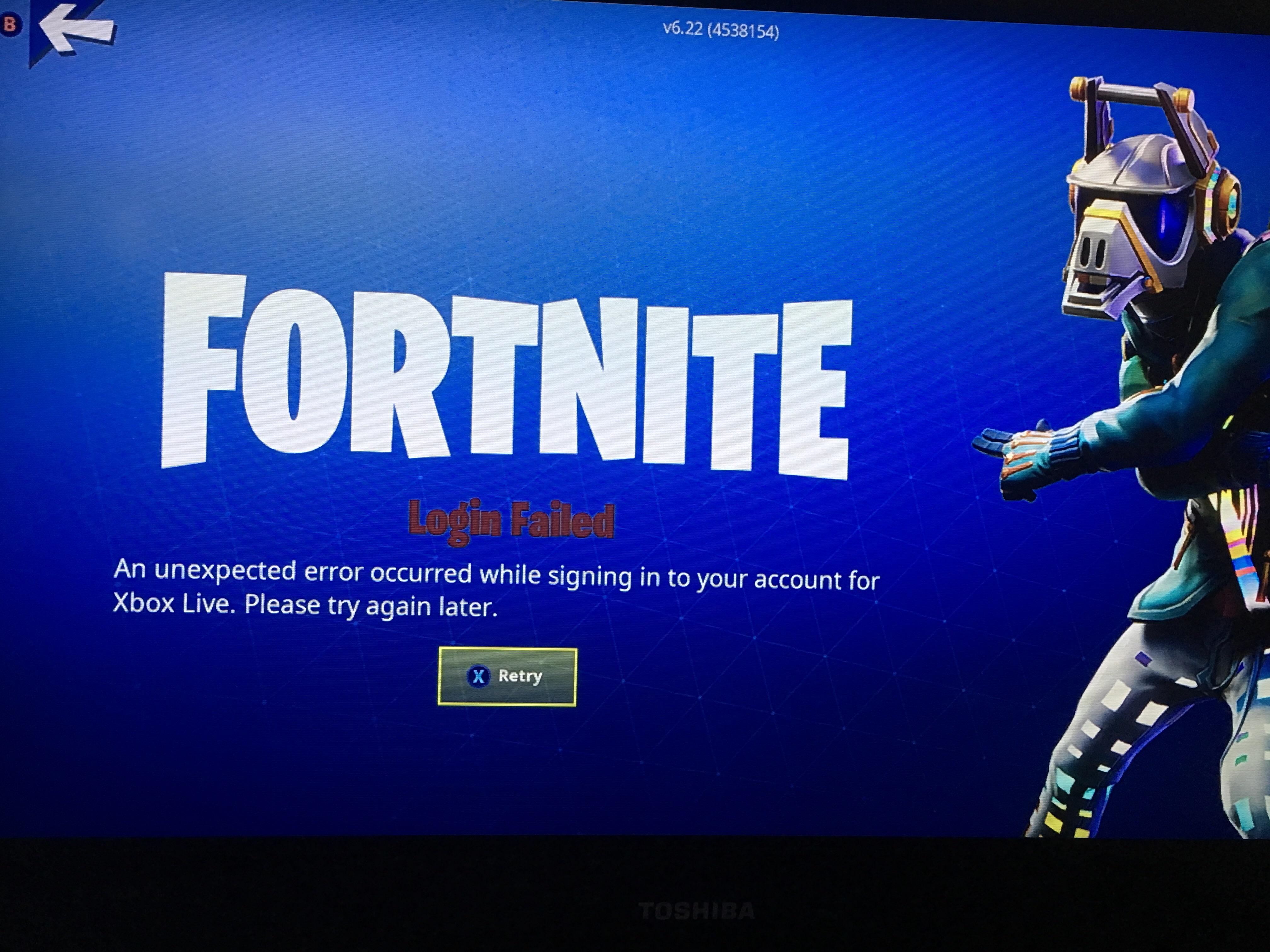 I can’t log in on Xbox one. Any help? r/FortNiteBR