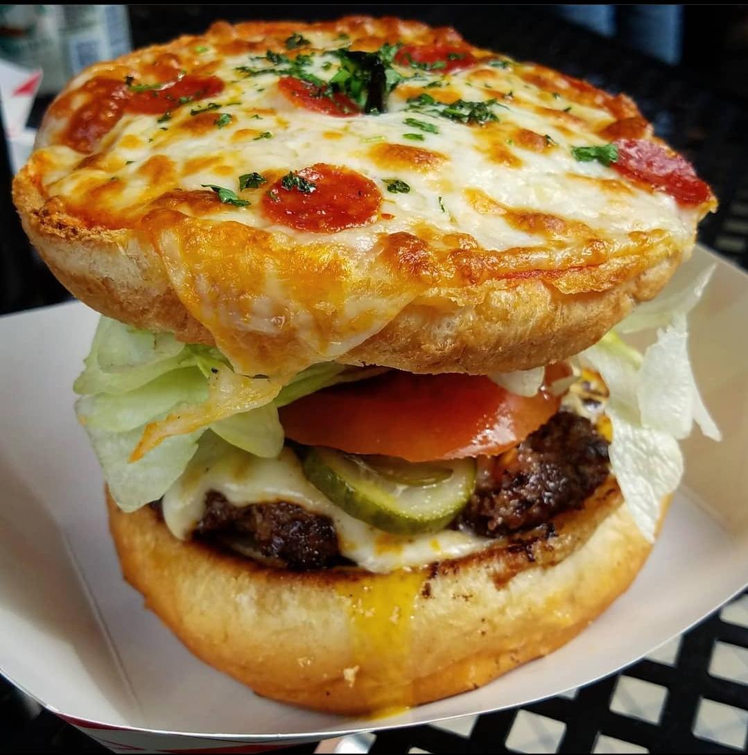 Pizza burger from Meatzilla, DTLA. r/FoodPorn