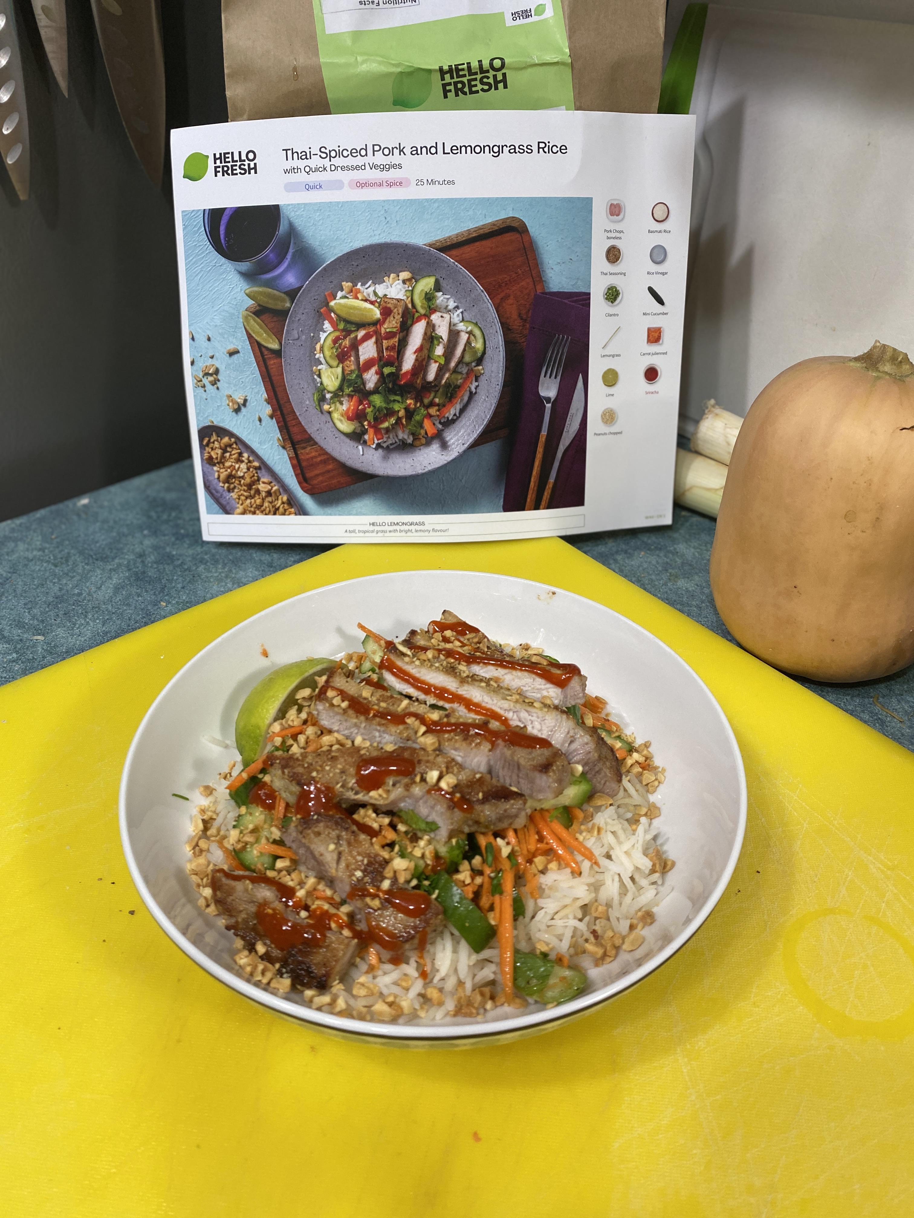 Thaispiced Pork w/ lemongrass rice😍 r/hellofresh
