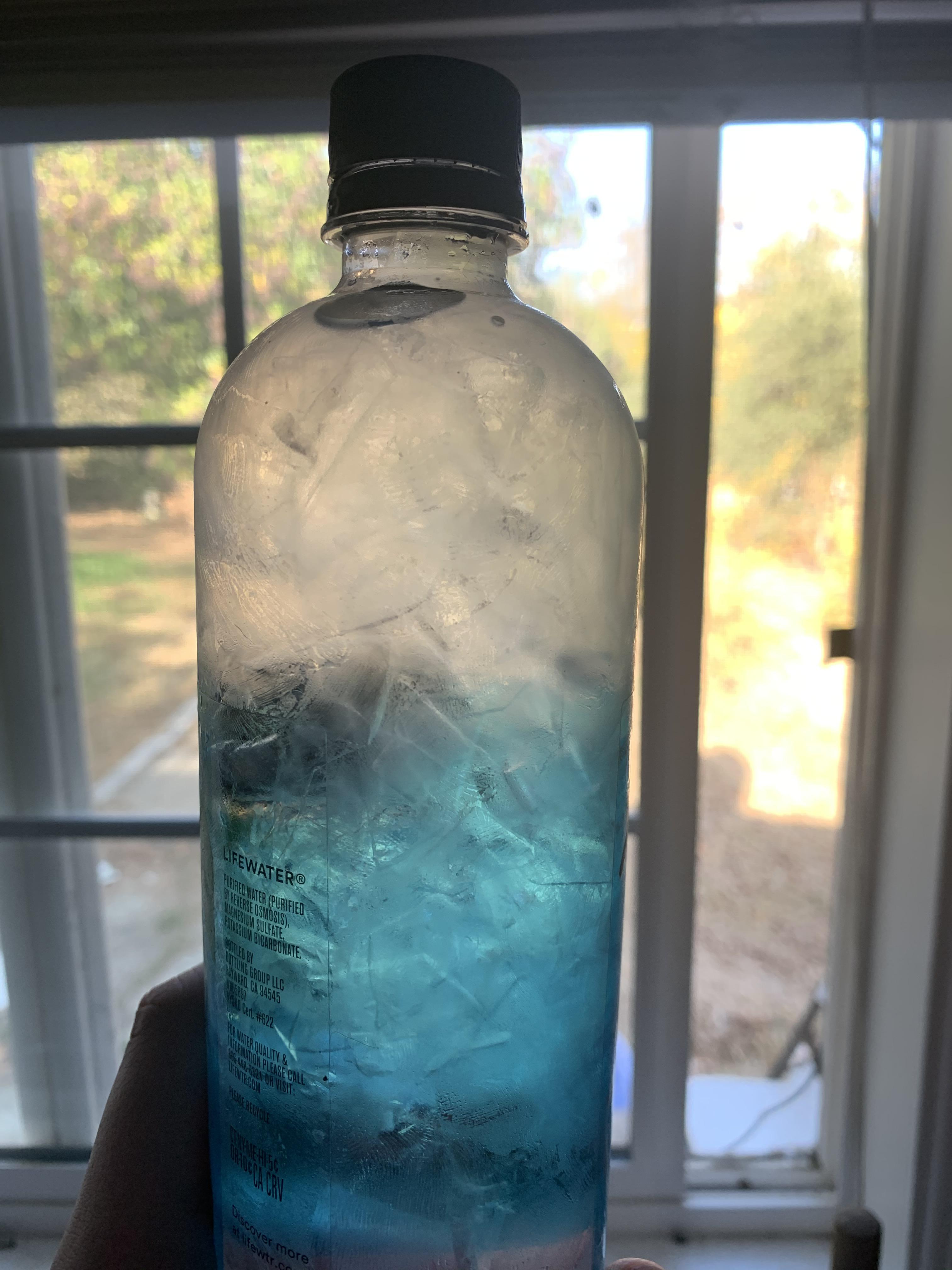 I got my water out of the fridge and only the outer layer had frozen so