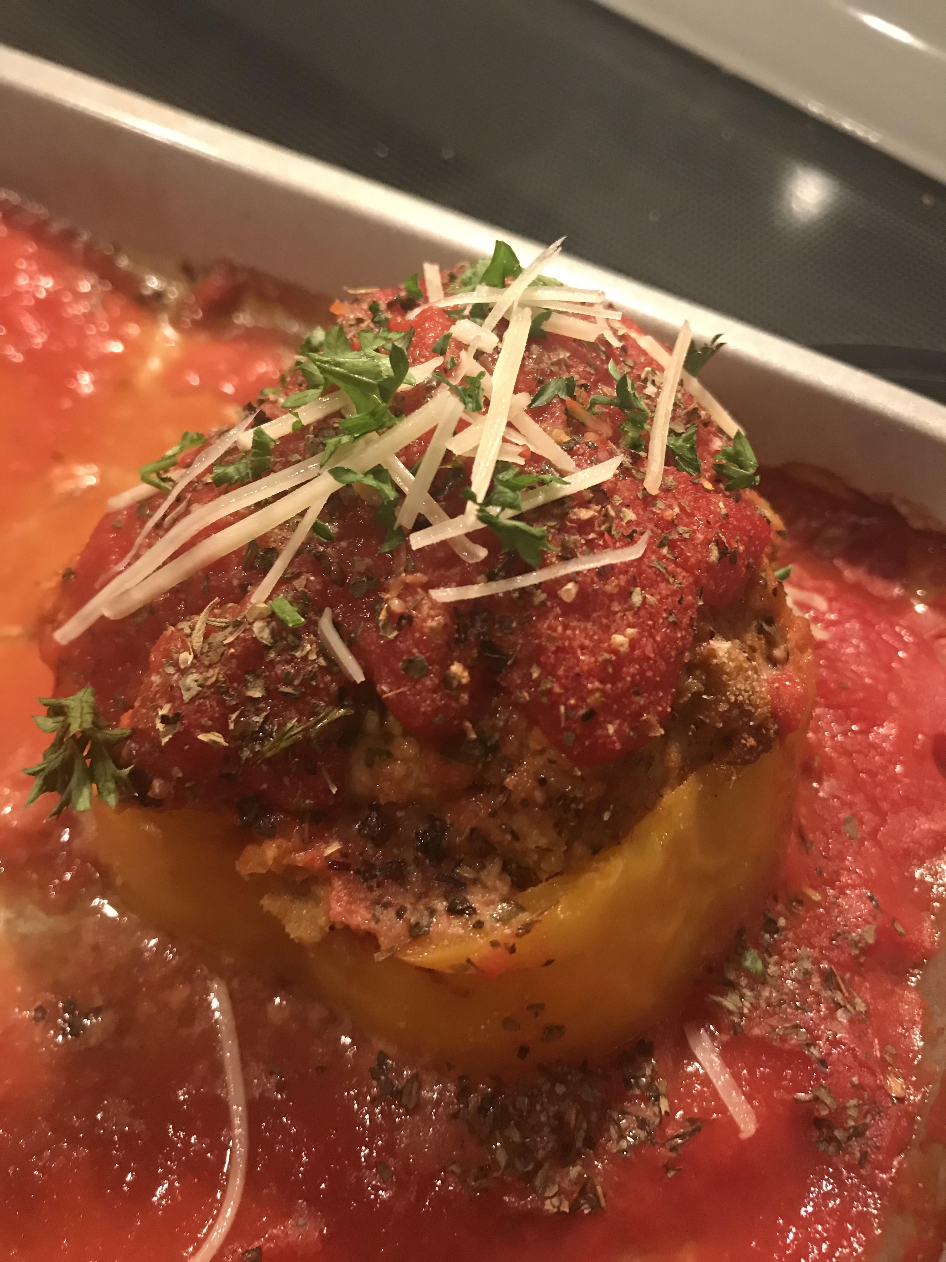 Italian style stuffed pepper made with ground turkey. Hearty, delicious