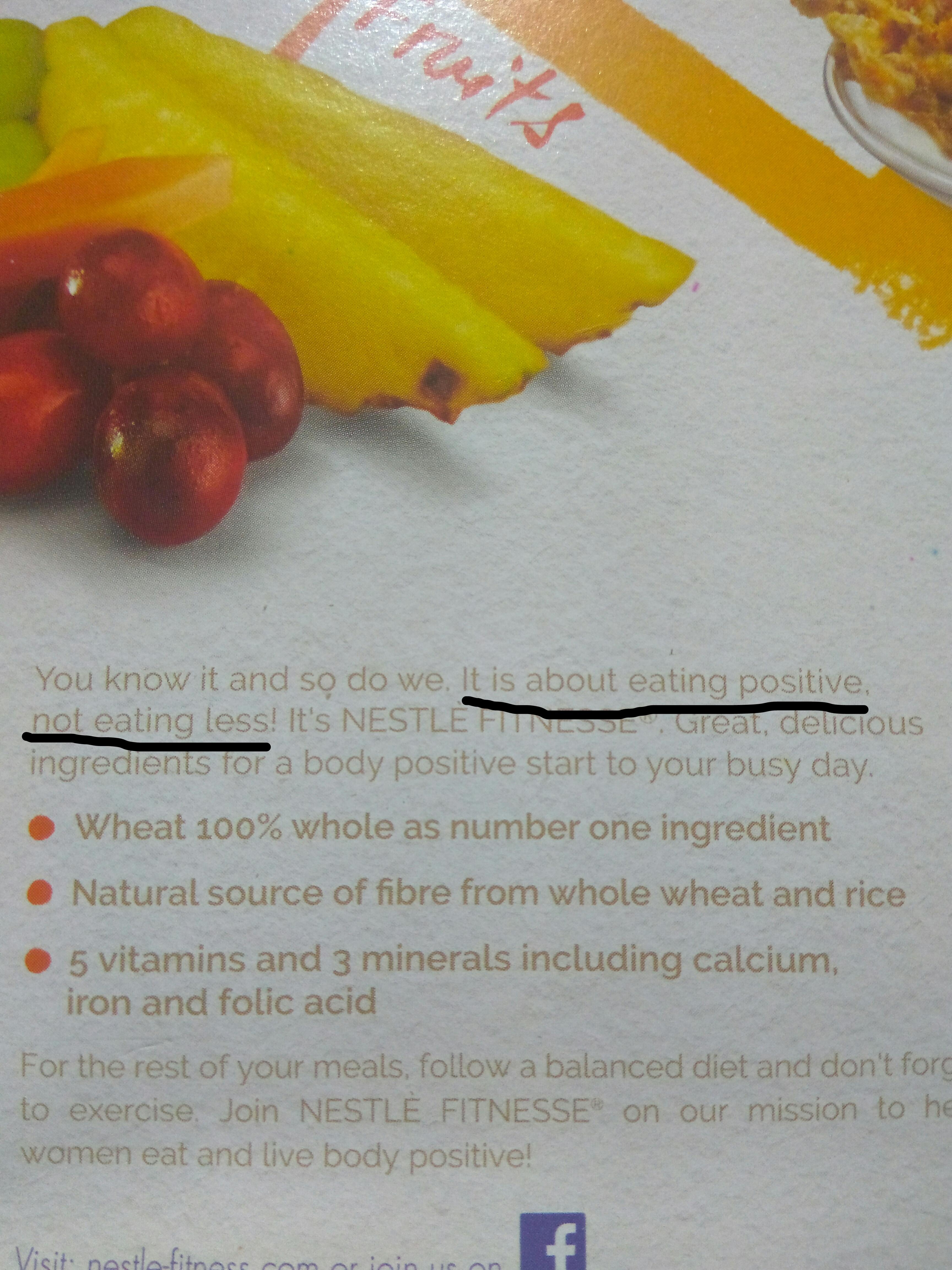 Nestle doesn't want you to eat less because of POSITIVITY and obviously