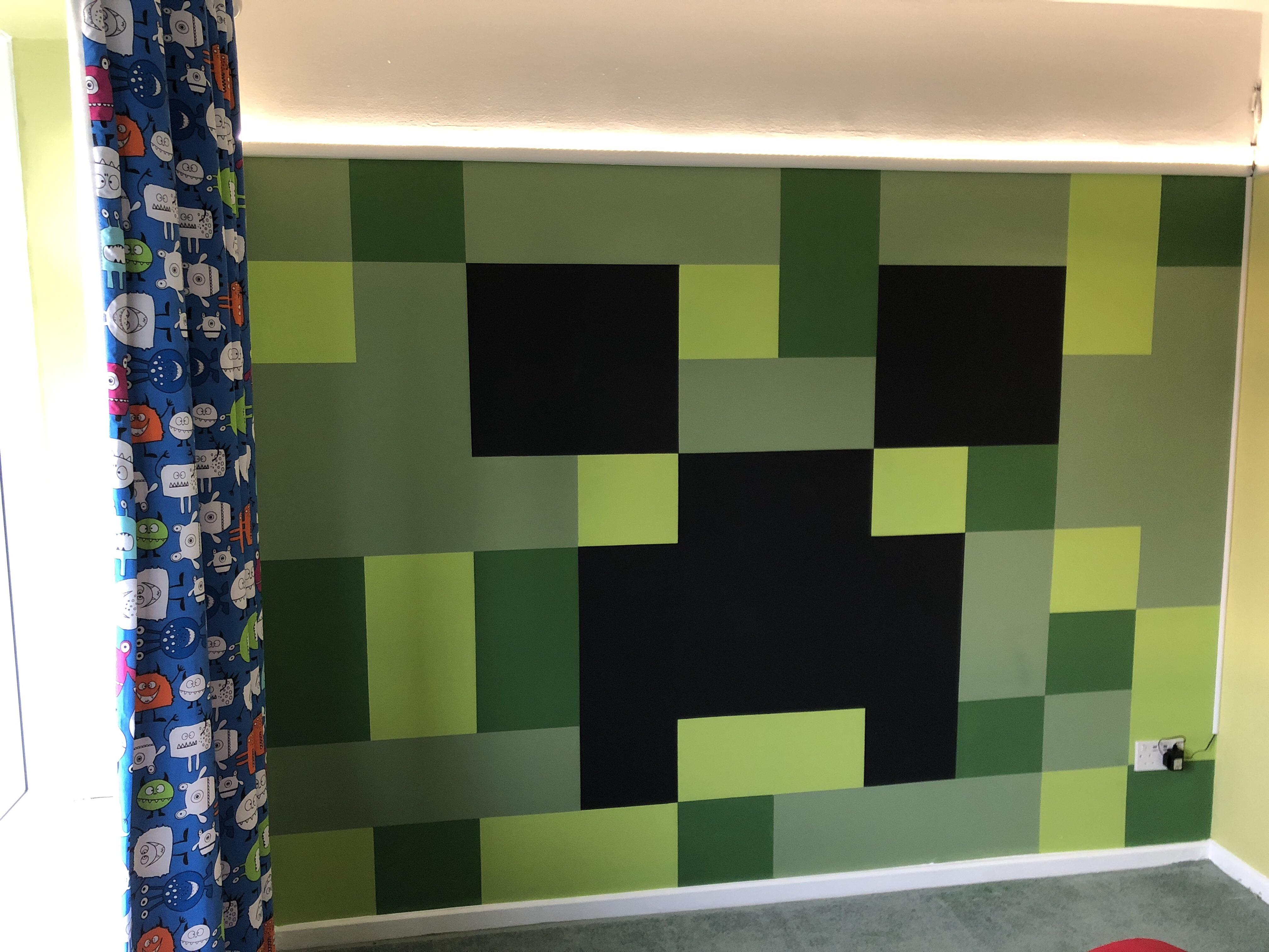 My Son Wanted A Minecraft Wall I Painted Him This. r/gaming