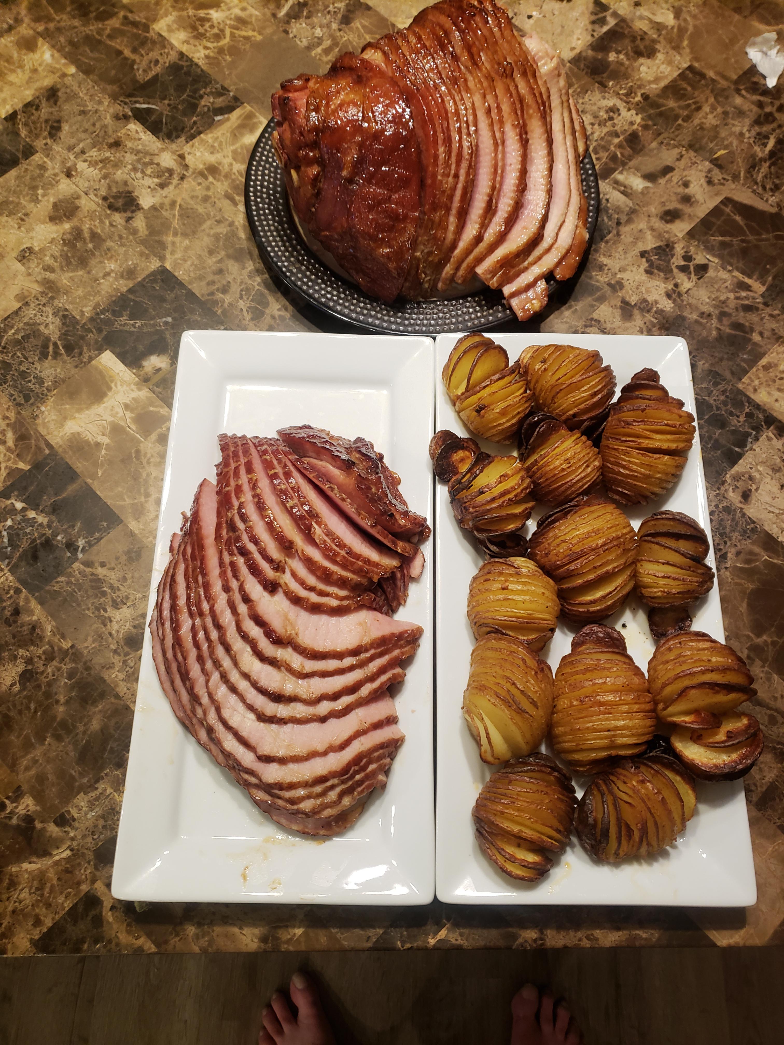 Cherry bourbon and honey glazed spiral ham with smoked paprika and