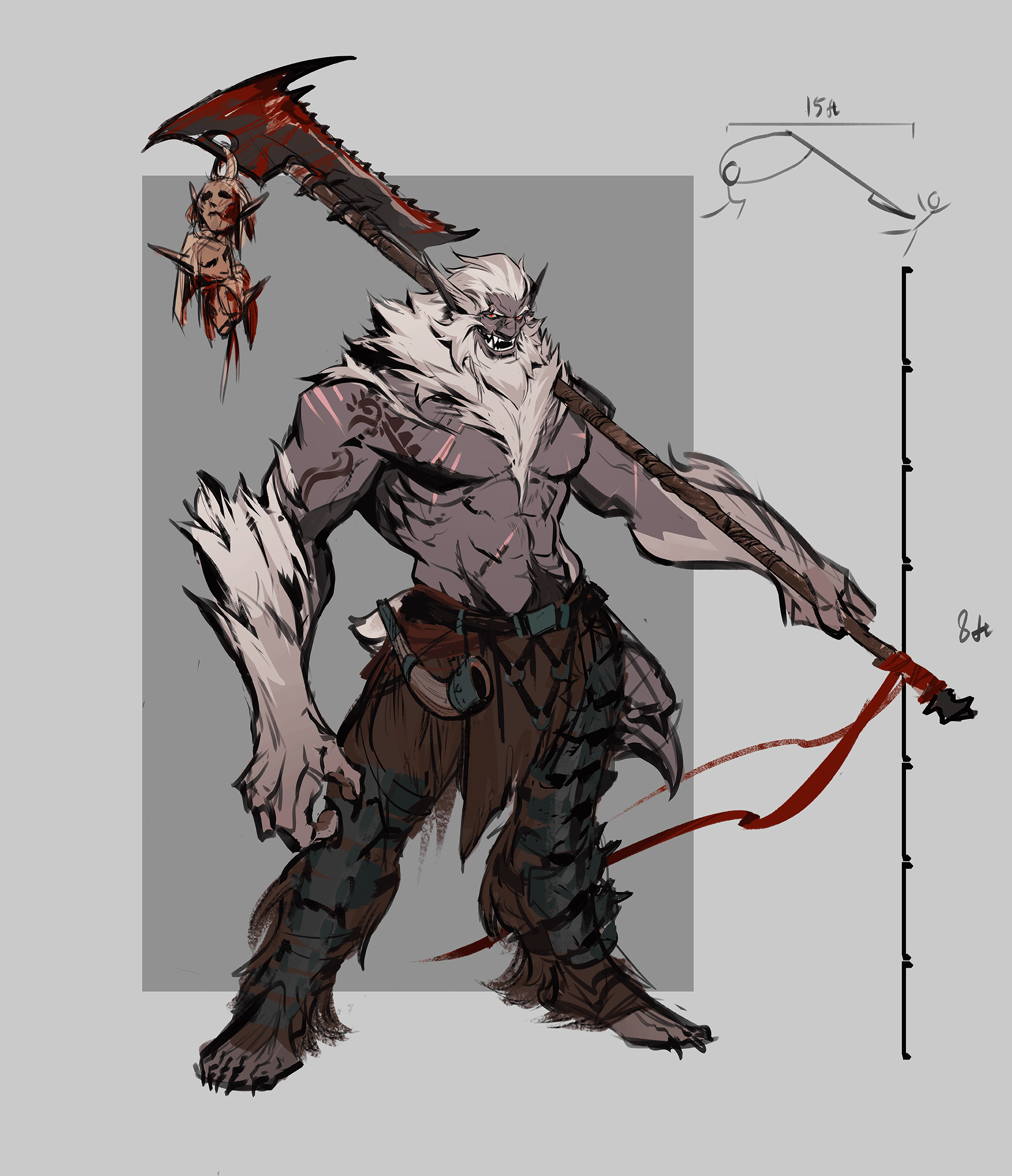 [OC][ART] Bugbear Barbarian, the elf hunter r/DnD