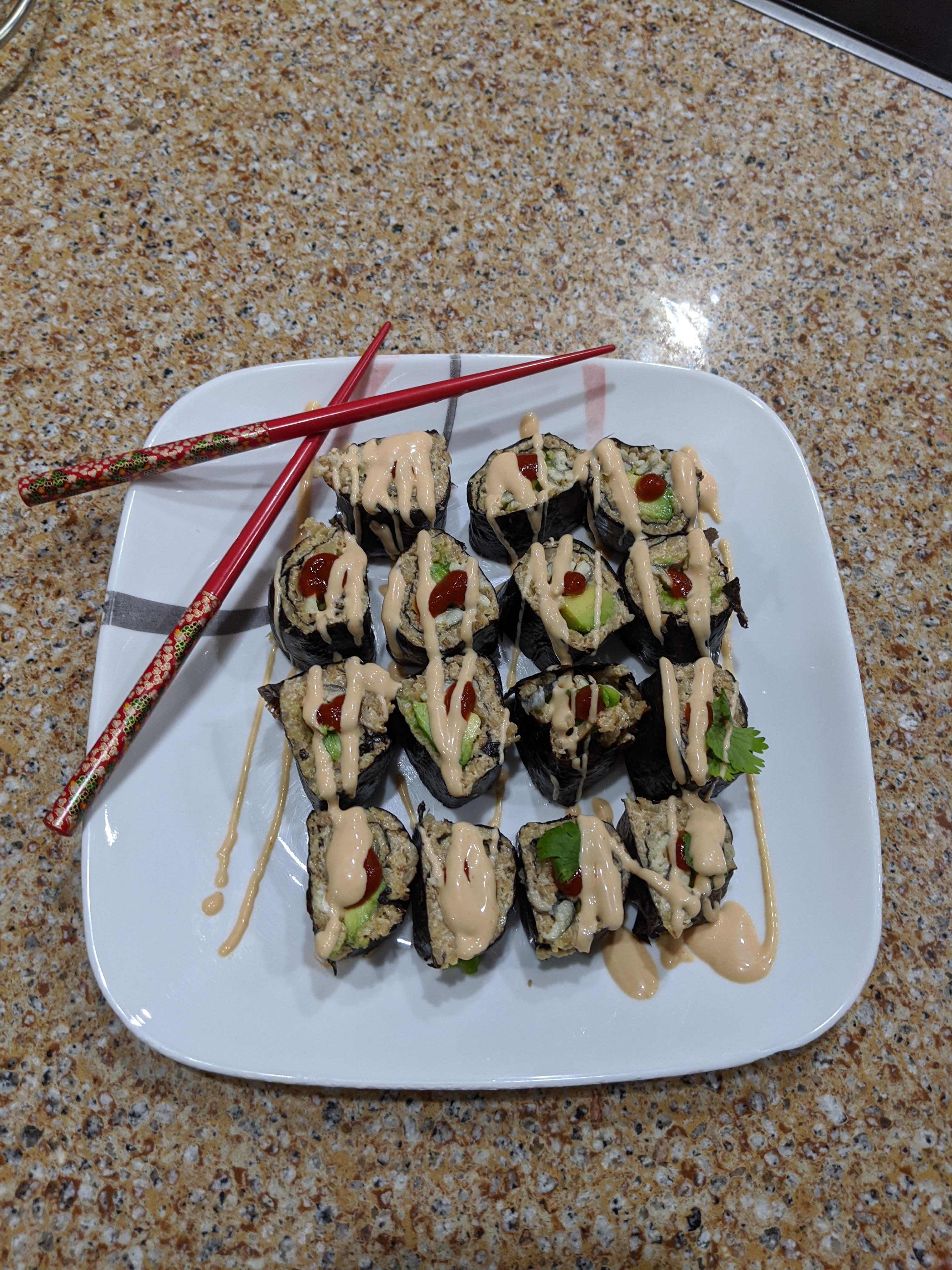 Keto Cauliflower Rice Sushi with White Anchovies r/ketorecipes