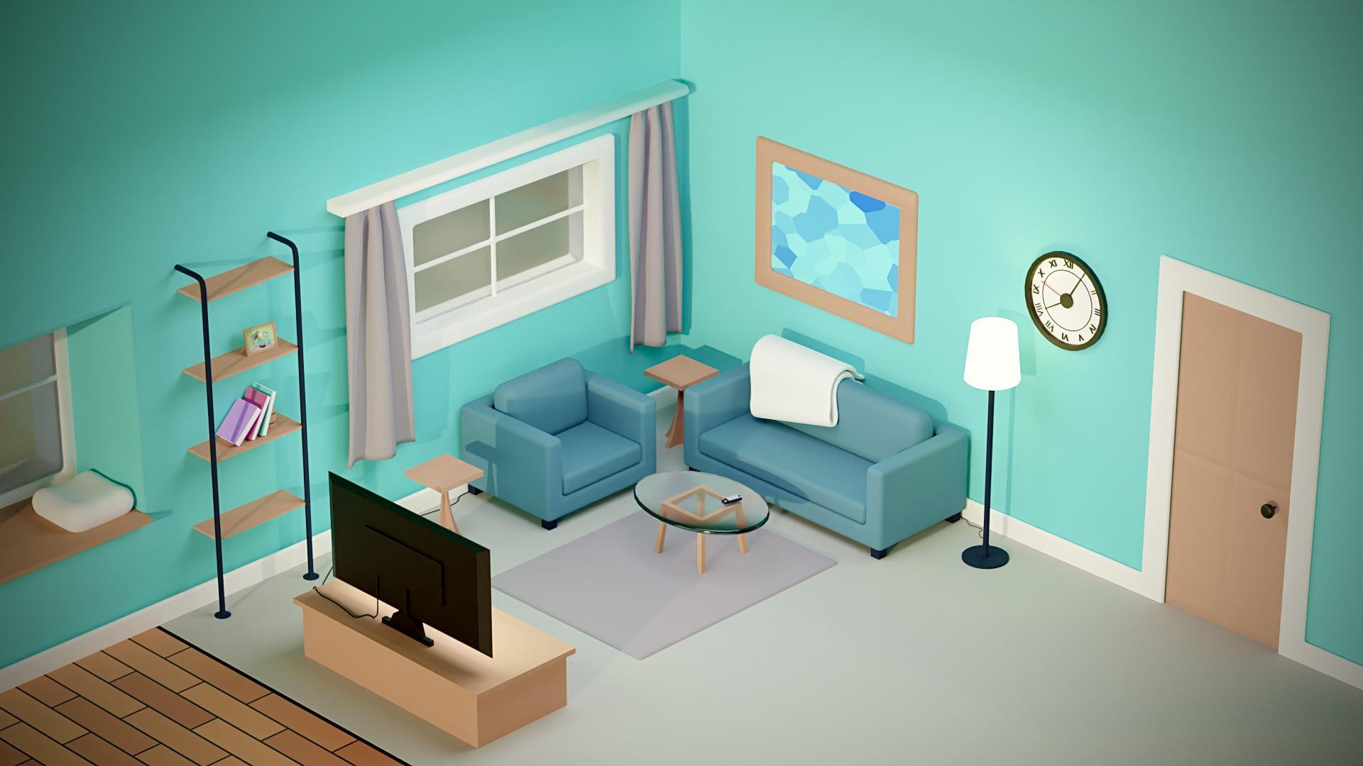 Made this little living room r/blender