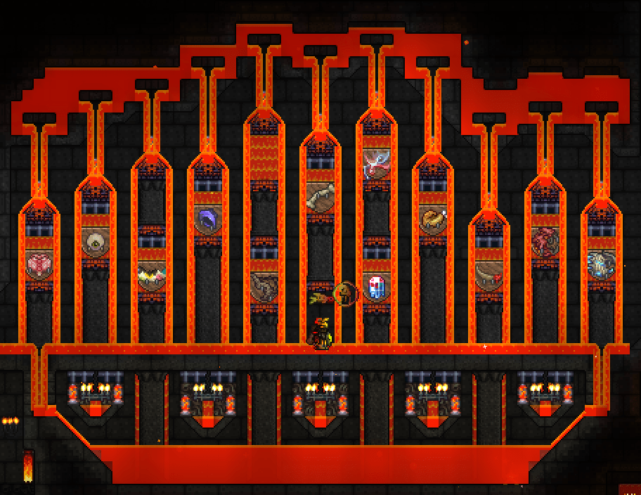 made a display case for trophies! (PreWoF, calamity mod & resource
