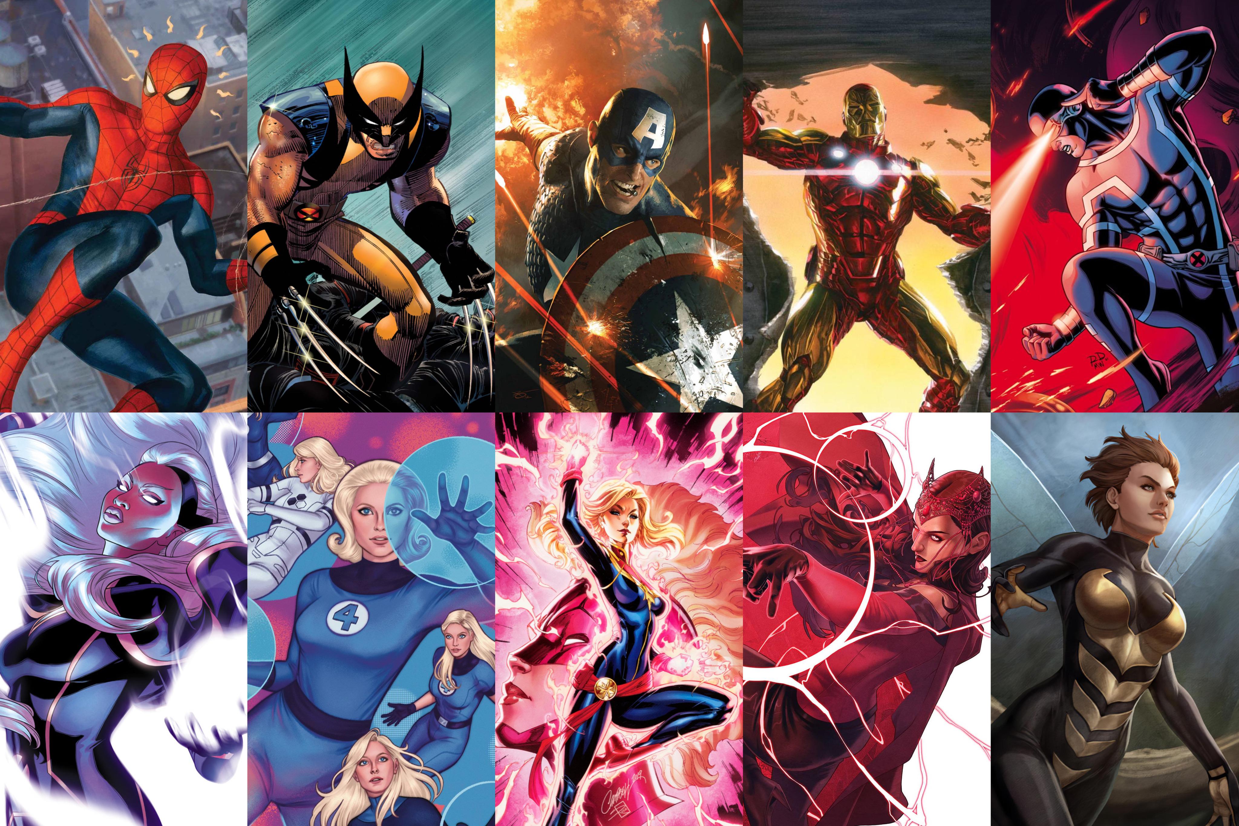 The Top 5 most published male and female heroes of Marvel