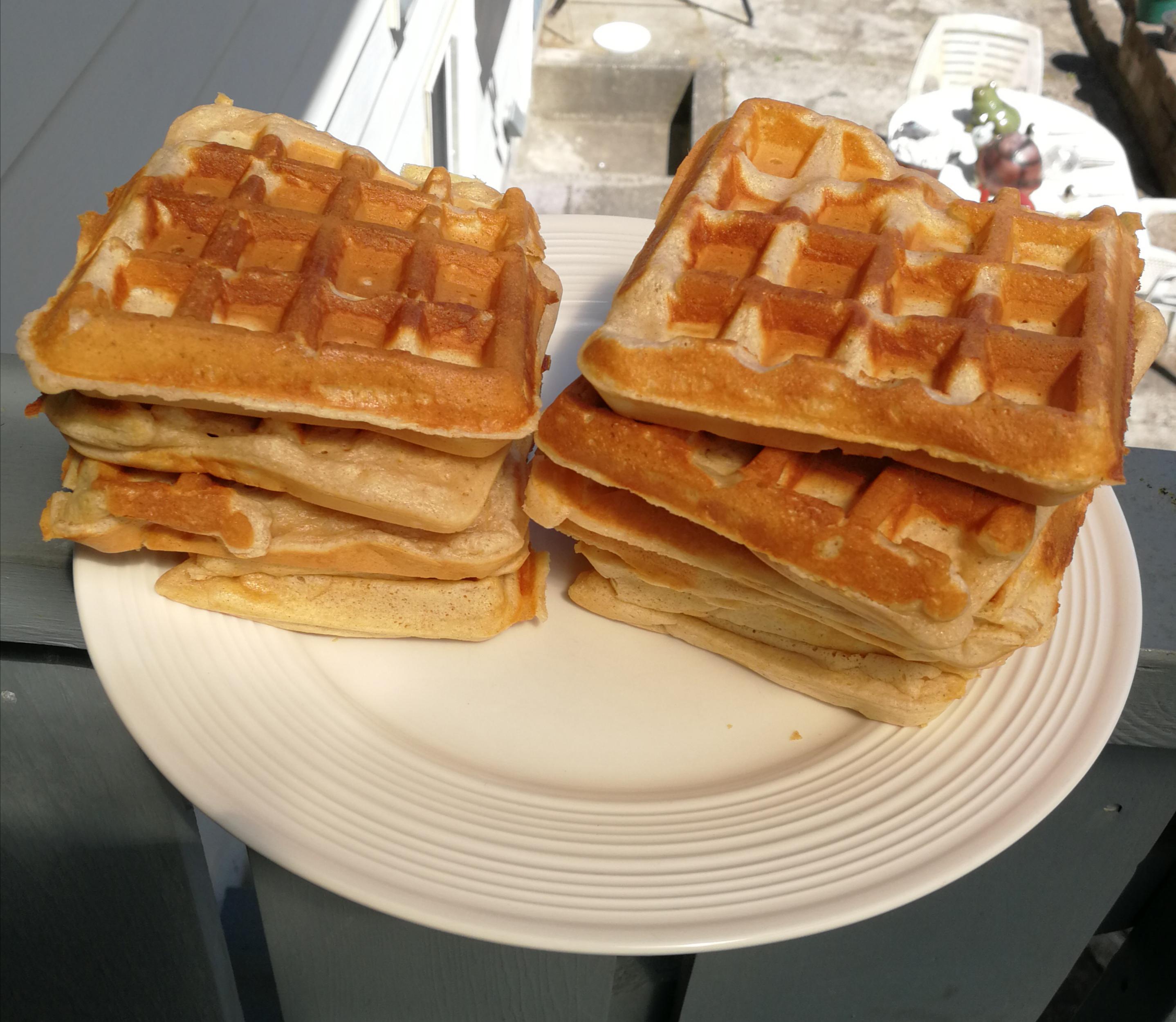 Not perfect, but I made Belgian waffles for mother's day breakfast! r/BreakfastFood