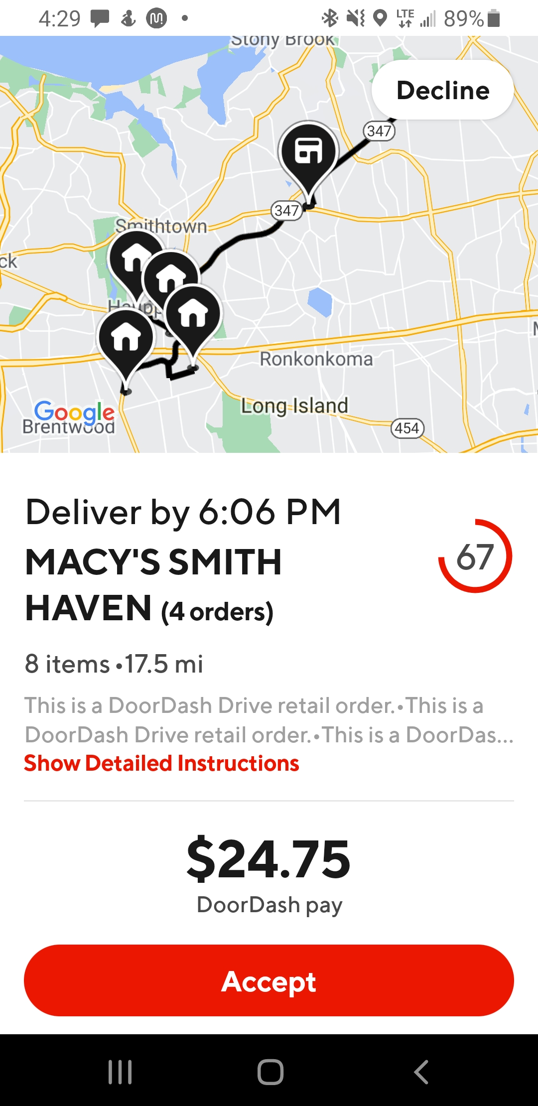 PSA DO NOT TAKE MACY'S ORDERS. 2 hours, 0 in tips. r/doordash_drivers