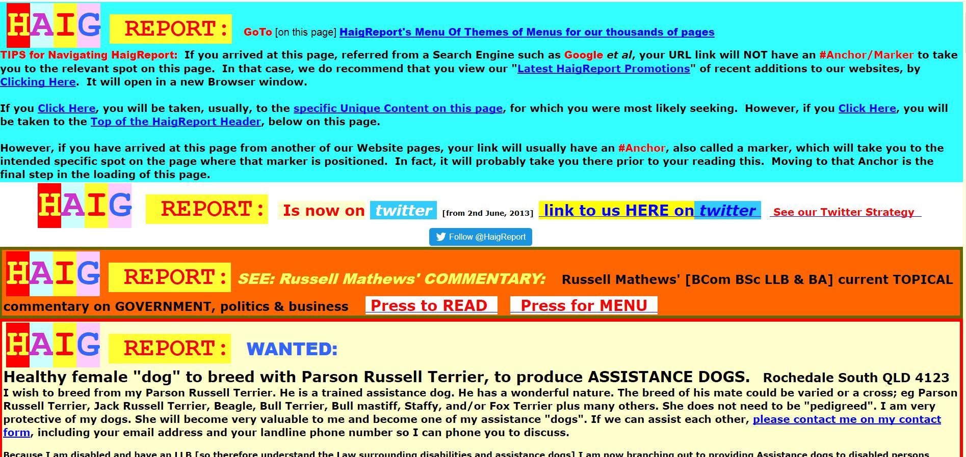 The Haig Report, creator has genuine mental illness so this may look