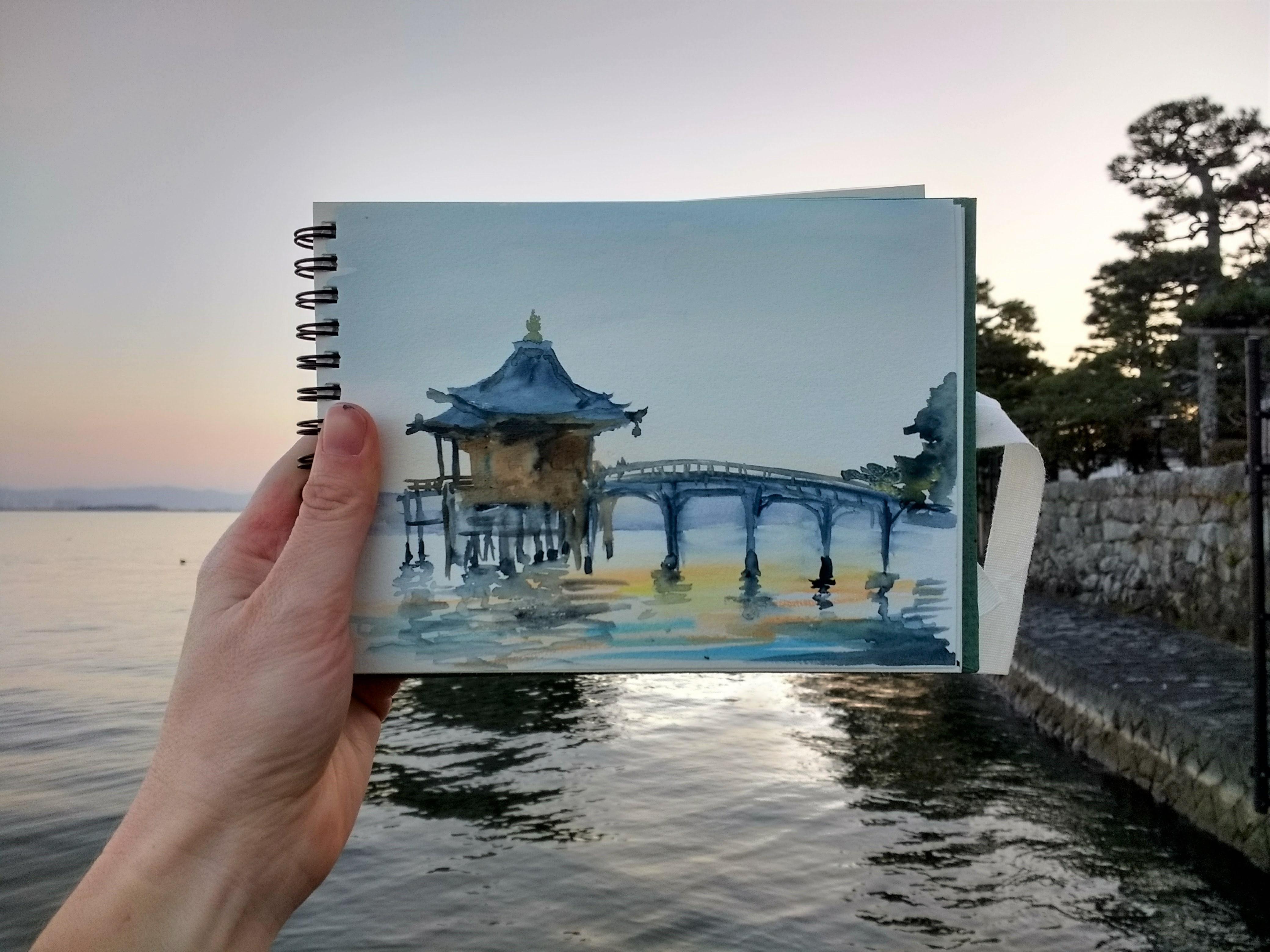 My take on Ukimido Pavilion, Lake Biwa (Japan) r/travel