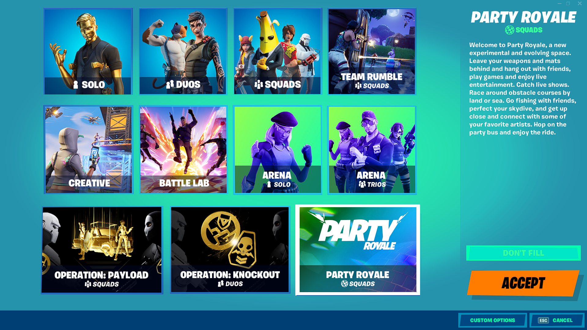 How about a summer game mode selector like this one? FortNiteBR