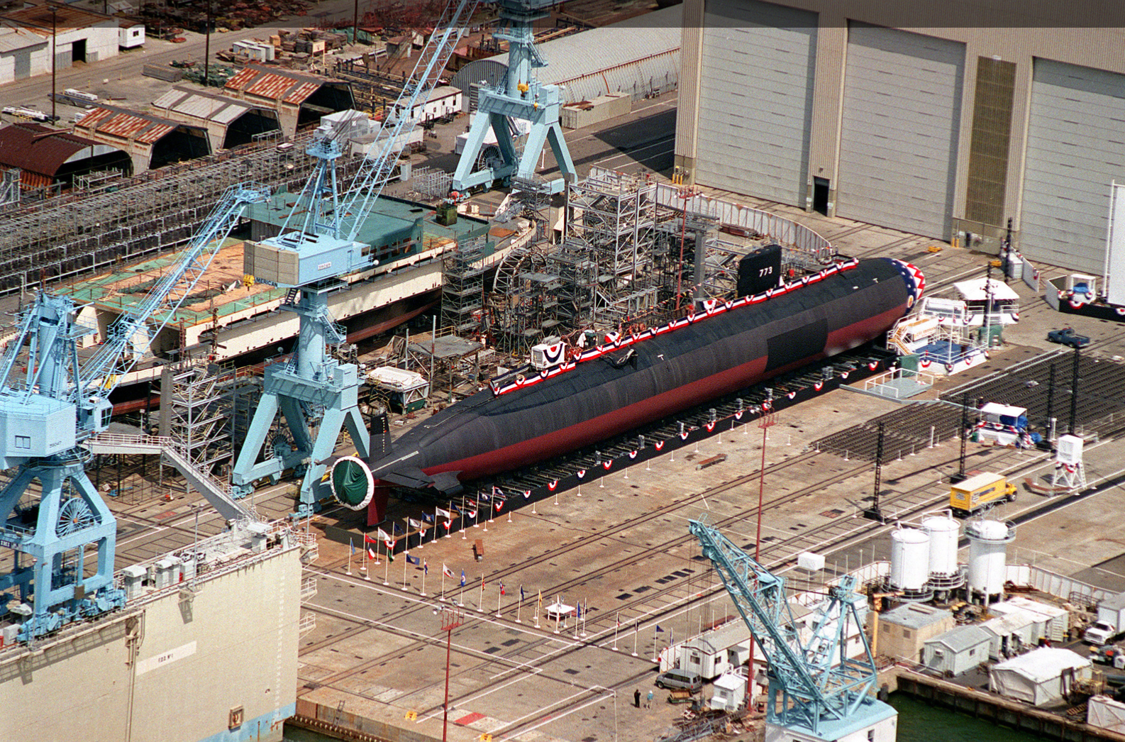 USS Cheyenne, the last of the Los Angeles class submarines at Newport