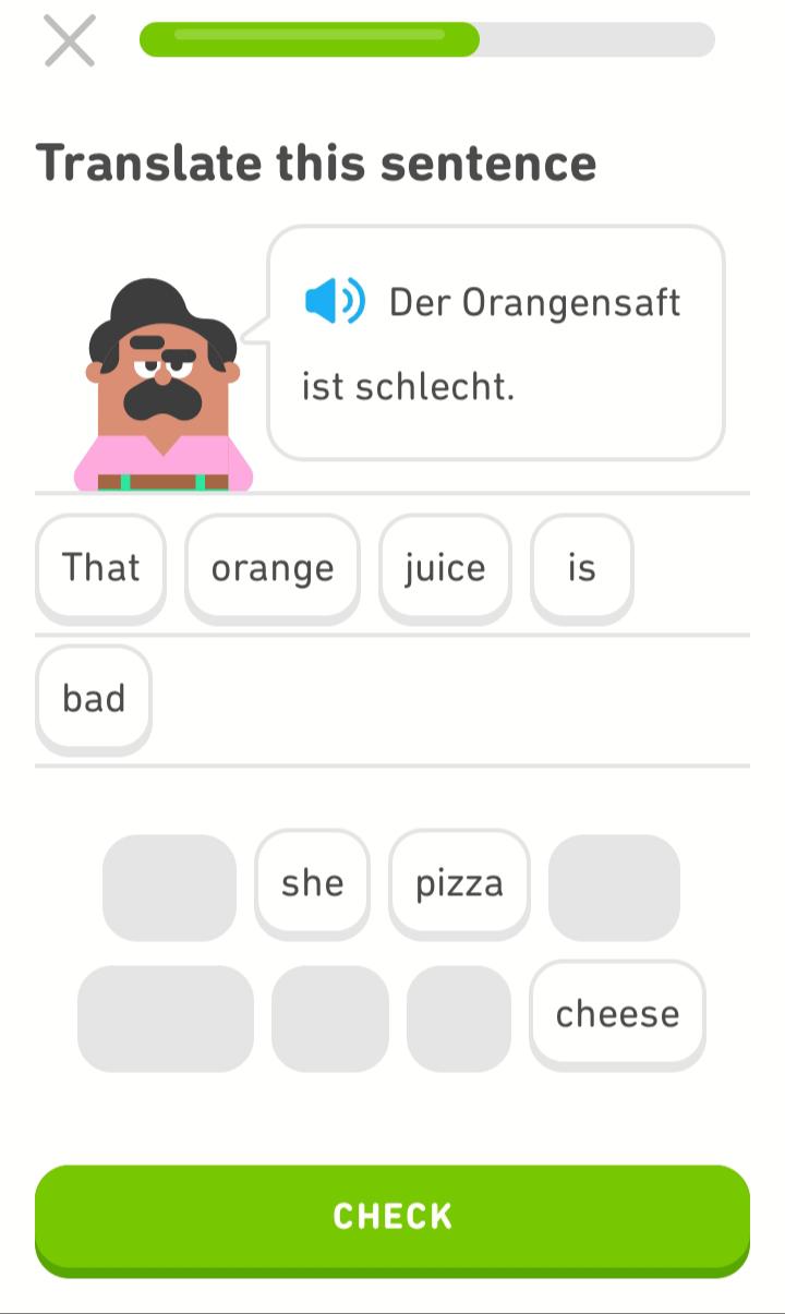 Even duolingo knows that orange juice is CRINGE r/DaniDev