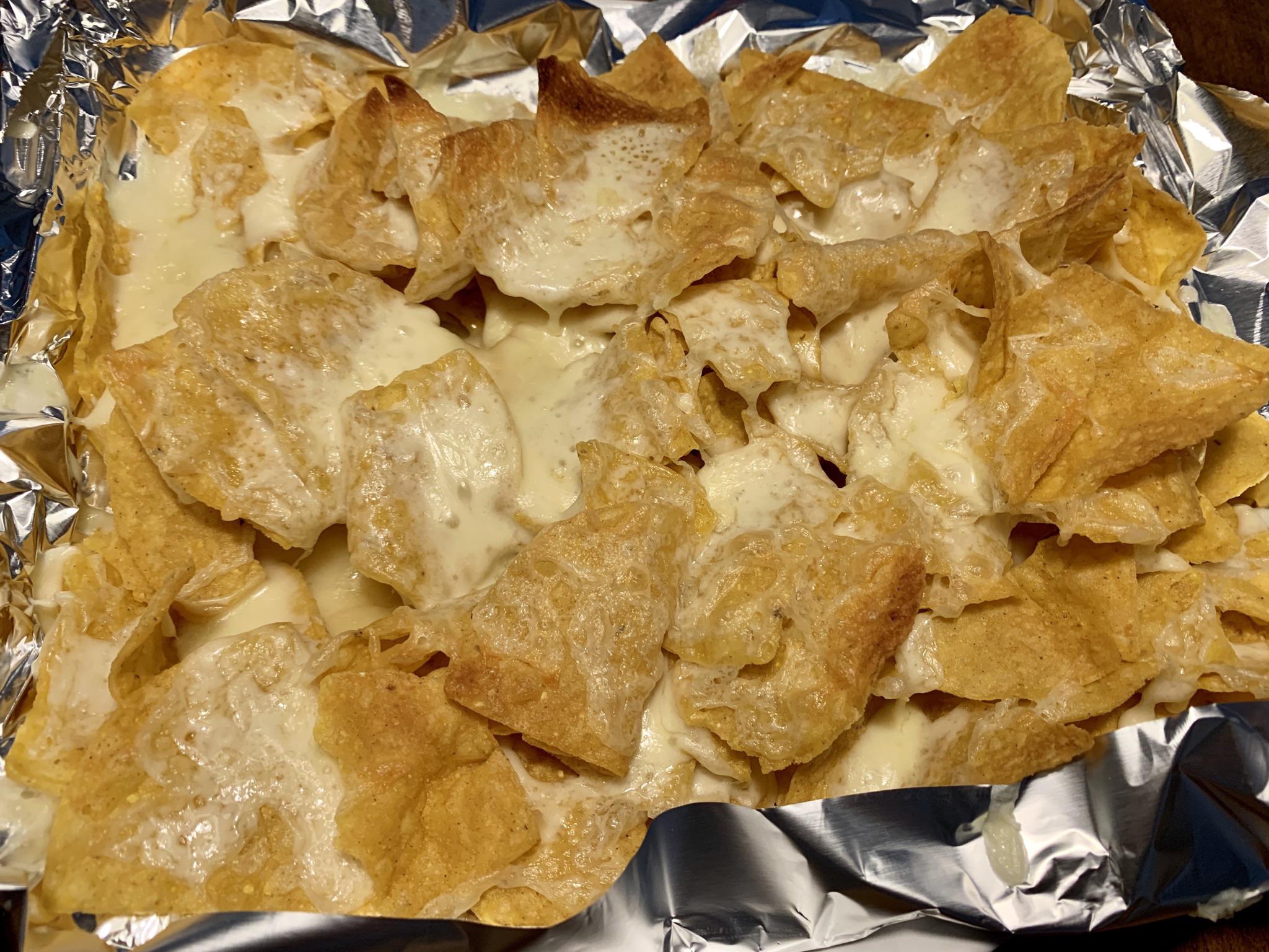 Late night nachos straight from the toaster oven r/drunkencookery