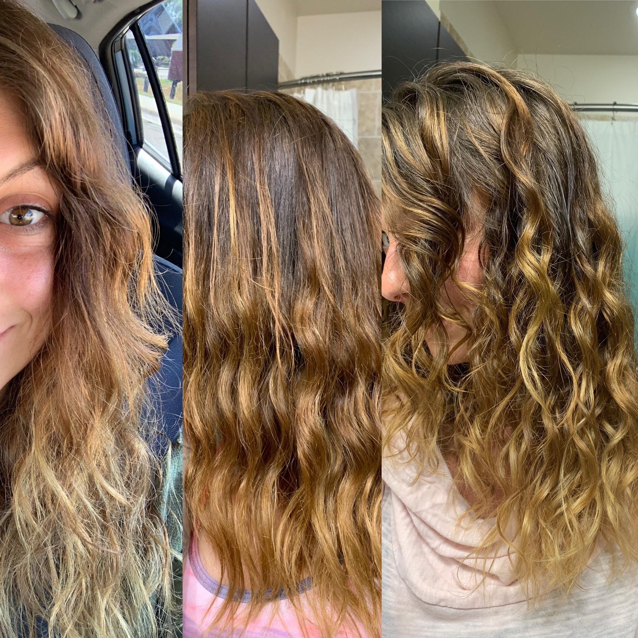 My hair going from crispy to curly with nopoo! This is about 1 month