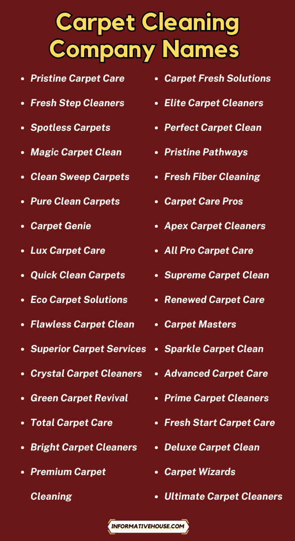 660+ Top Carpet Cleaning Company Names Ideas Suggestions r