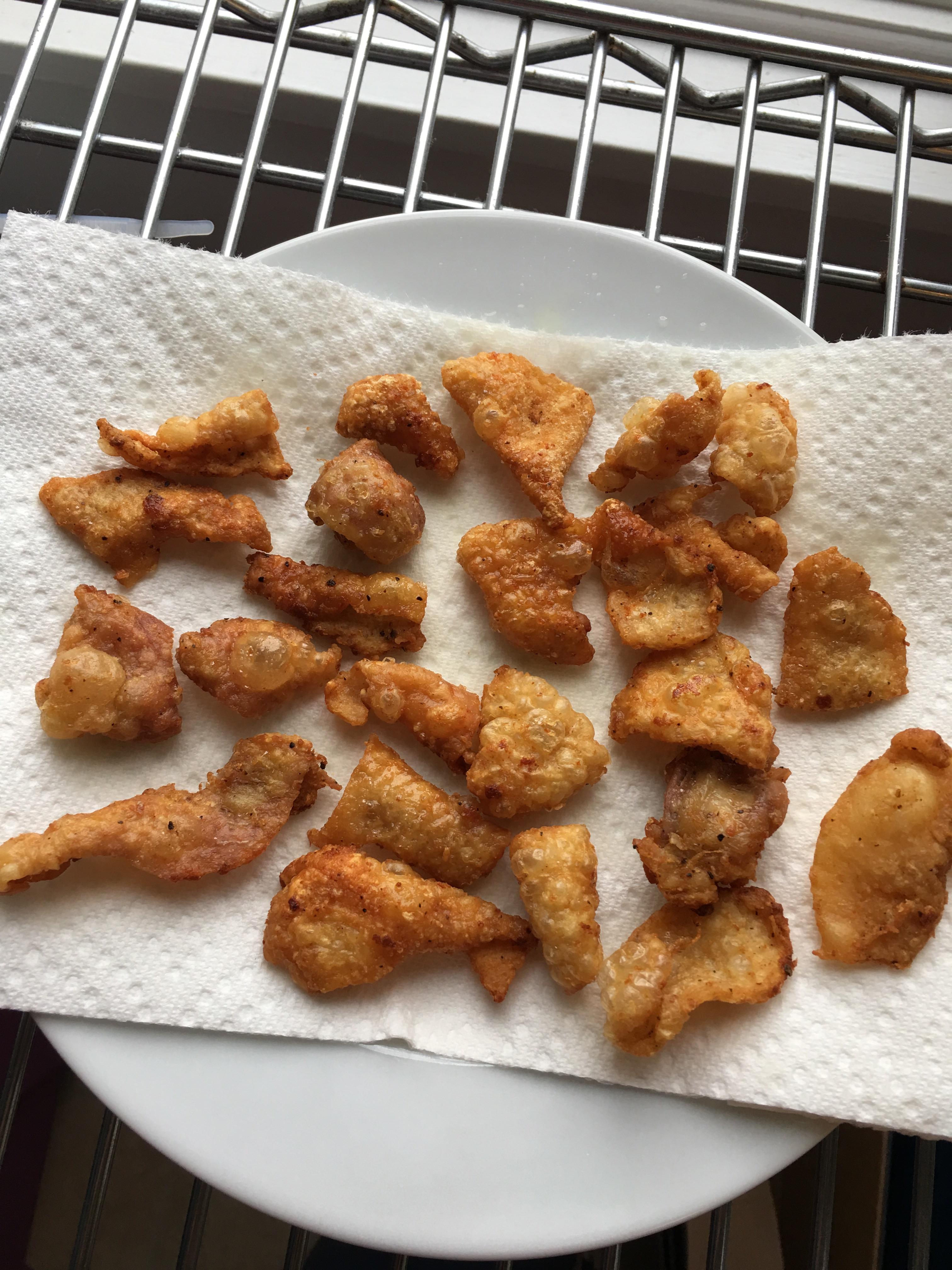 [Homemade] fried chicken skin r/food